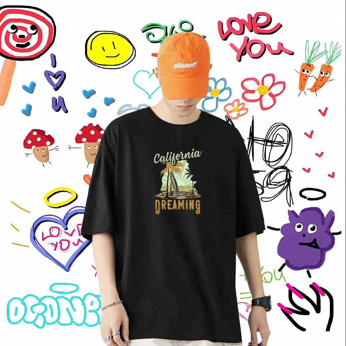 Stylist T Shirt For Man 100% Cotton 230g tree Hip Hop Street Clothes O-Neck Short Sleeve Popular Men Clothes T-Shirt Custom Printing