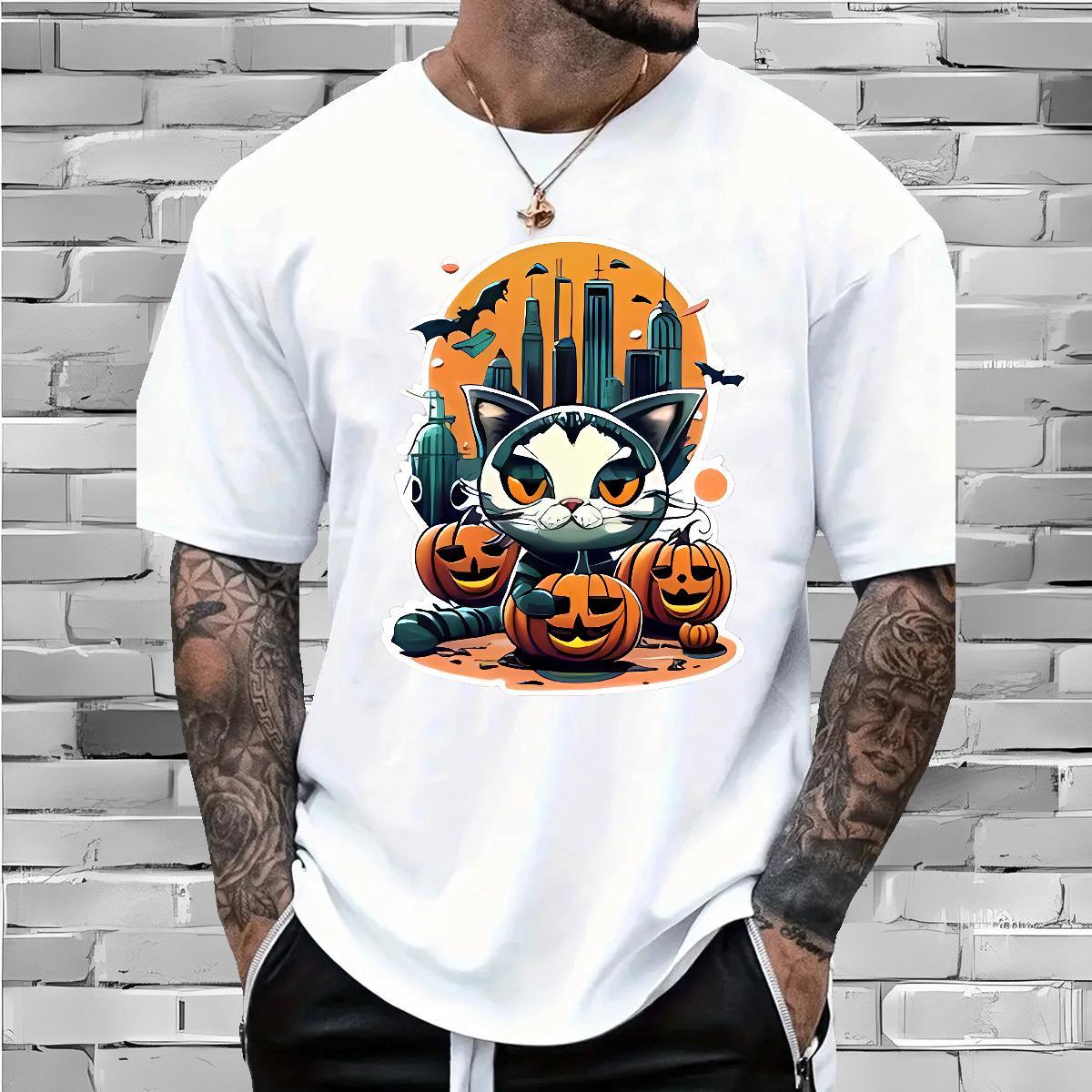 New T shirt 100% Cotton 230g halloween Hip Hop Street Tops Tees Pure Cotton Loose Tshirt for Man Woman Customized