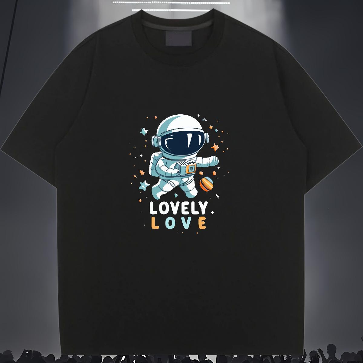 Lady Womens T Shirts Breathable Short Sleeve Unisex Tshirts Plus Size Custom spaceman Outdoor 230g 100% Cotton 2024 Casual Polos