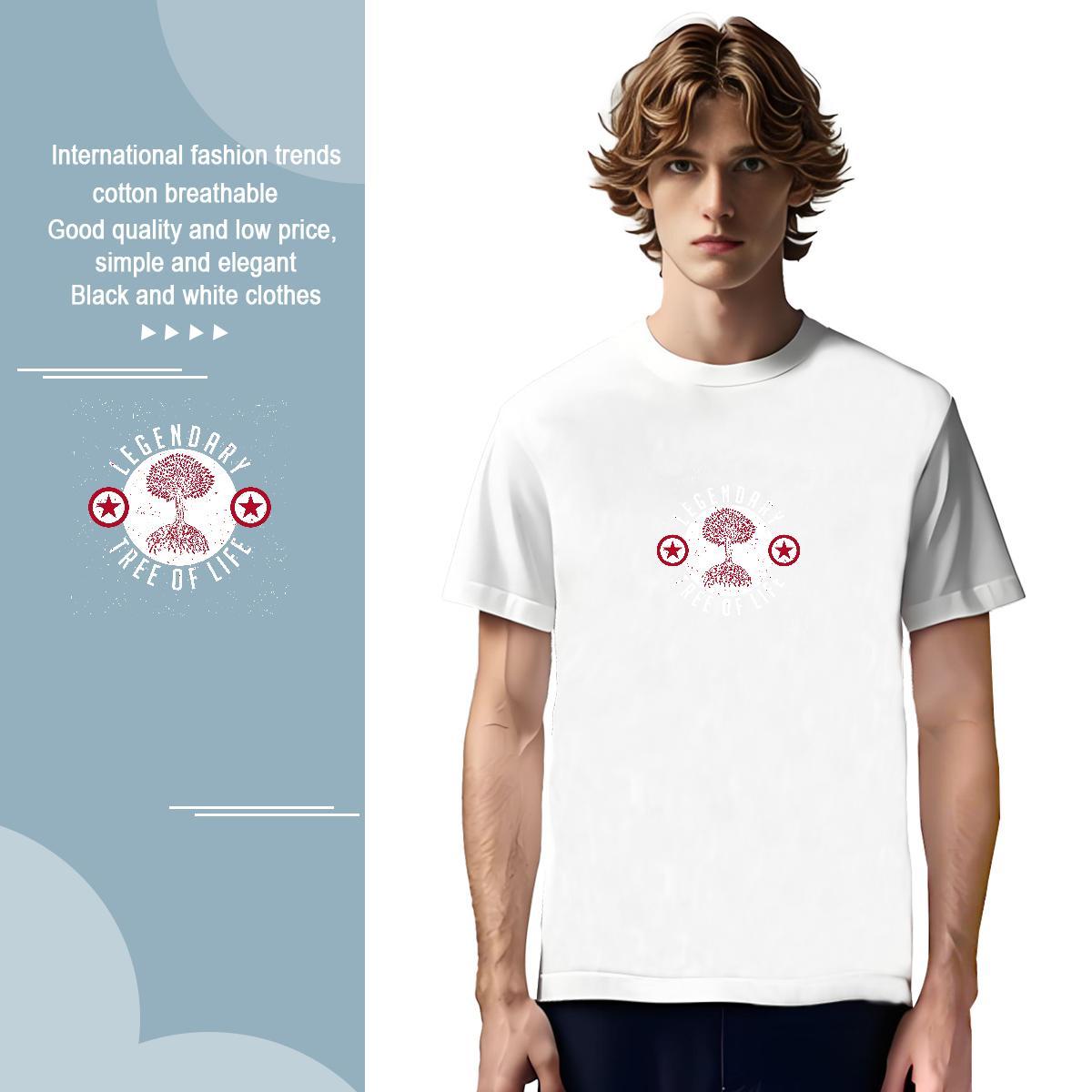 Mens T Shirts 230g 100% Cotton tree Street Wear Pure Cotton Custom Printed Mens Tshirts Casual New Cool Design Top Tees