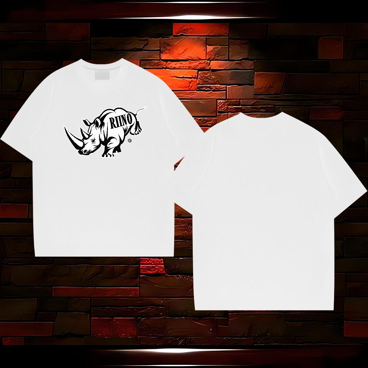 Fashion Casual Mens T Shirts 100% Cotton 230g rhinoceros Outdoor Tee Shirt Breathable Crew Neck Wholesale Tshirts Oversized 3XL 4XL