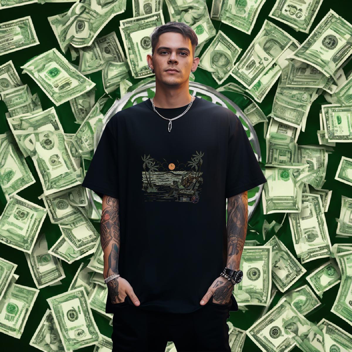 Wholesale Mens Tshirts 230g 100% Cotton High Street Hip Hop beach Custom Big Size Crew Neck Fashion T Shirt For Man Tees