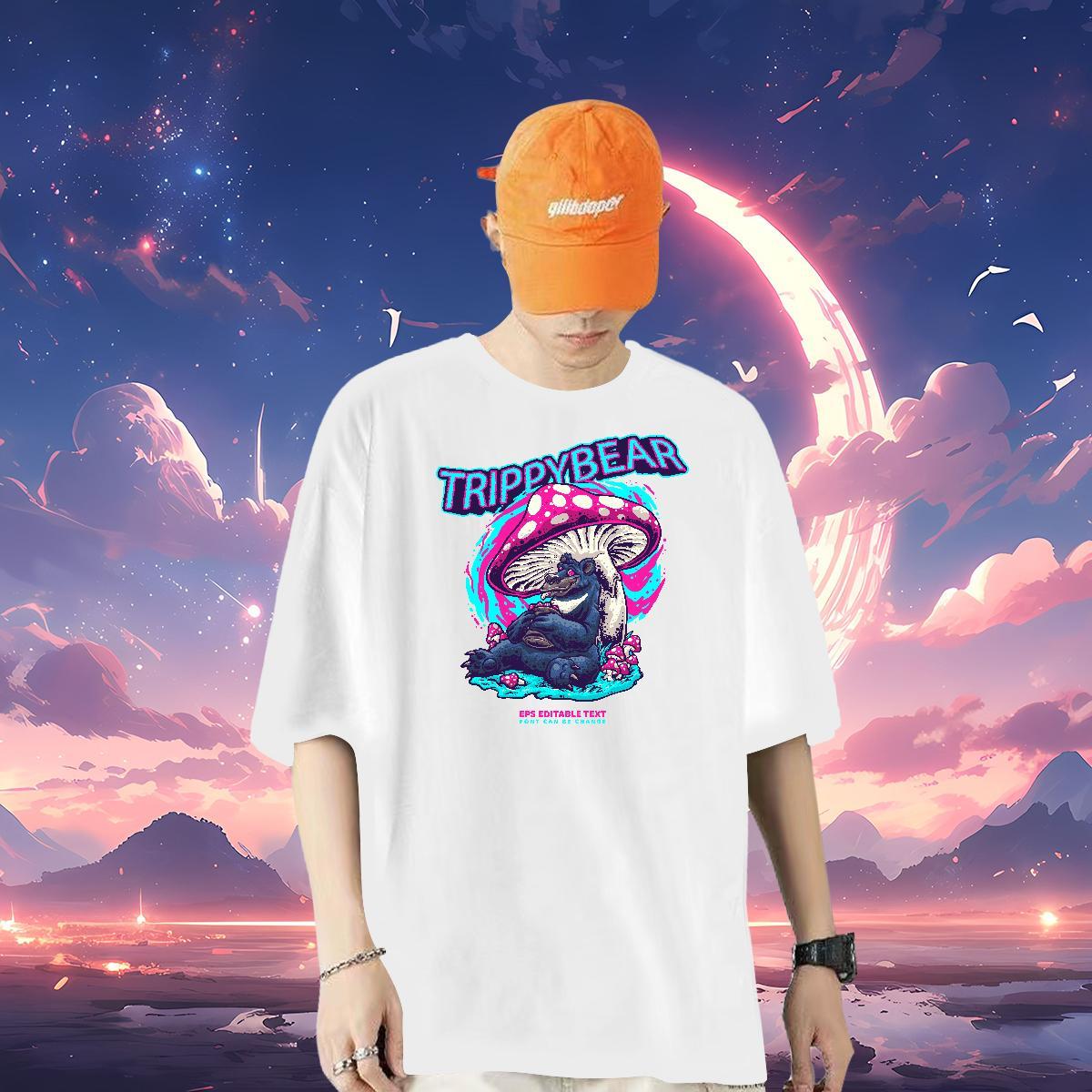 New Designer Man T Shirts 100% Cotton 230g mushroom Spring Summer Tees Breathable Crew Neck Loose Tshirts Custom Print Plus Size