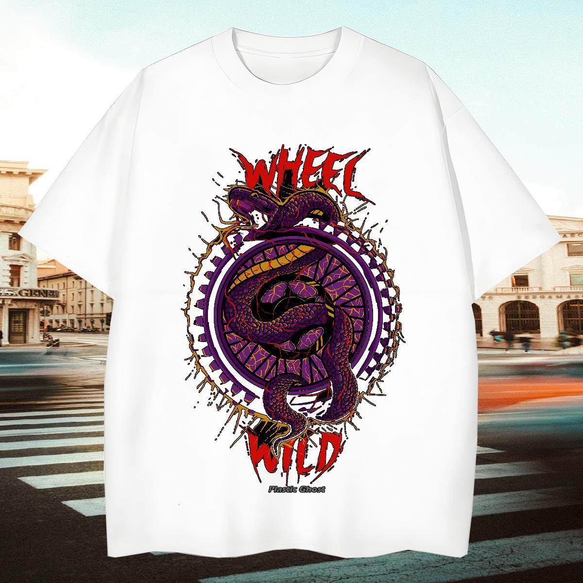 Popular Mens Tshirts 100% Cotton 230g Sports Casual snake Cartoon Print Breathable Short Sleeve Classic T-Shirts for Men Clothings