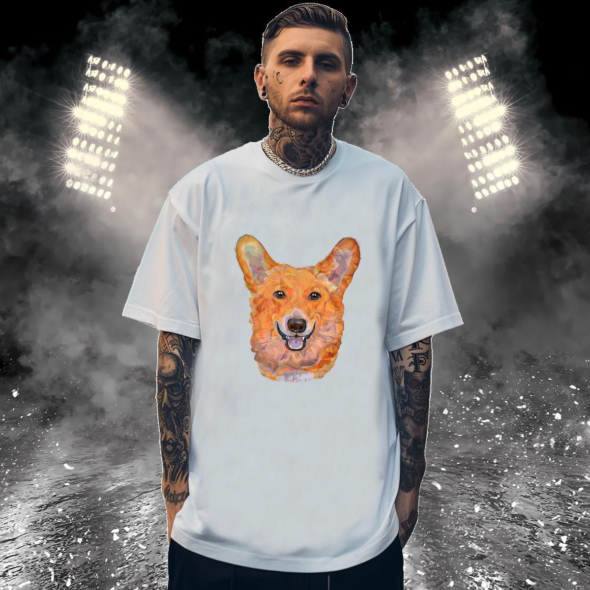 Casual New Men T Shirts 230g Pure Cotton dog Street Polos Crew Neck Cool Tshirt for Man Woman Custom Print Oversized