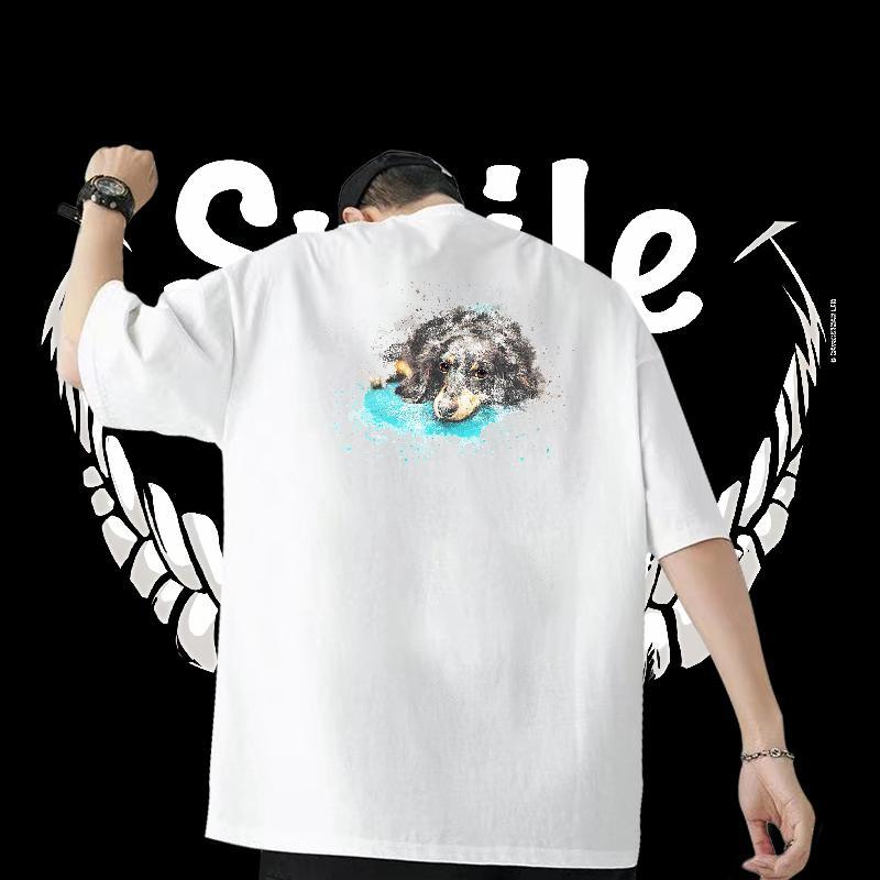 2024 New Man T Shirts 100% Cotton 230g dog Sport Tees Shirts Pure Cotton Comfortable Tshirts Custom Print Oversized