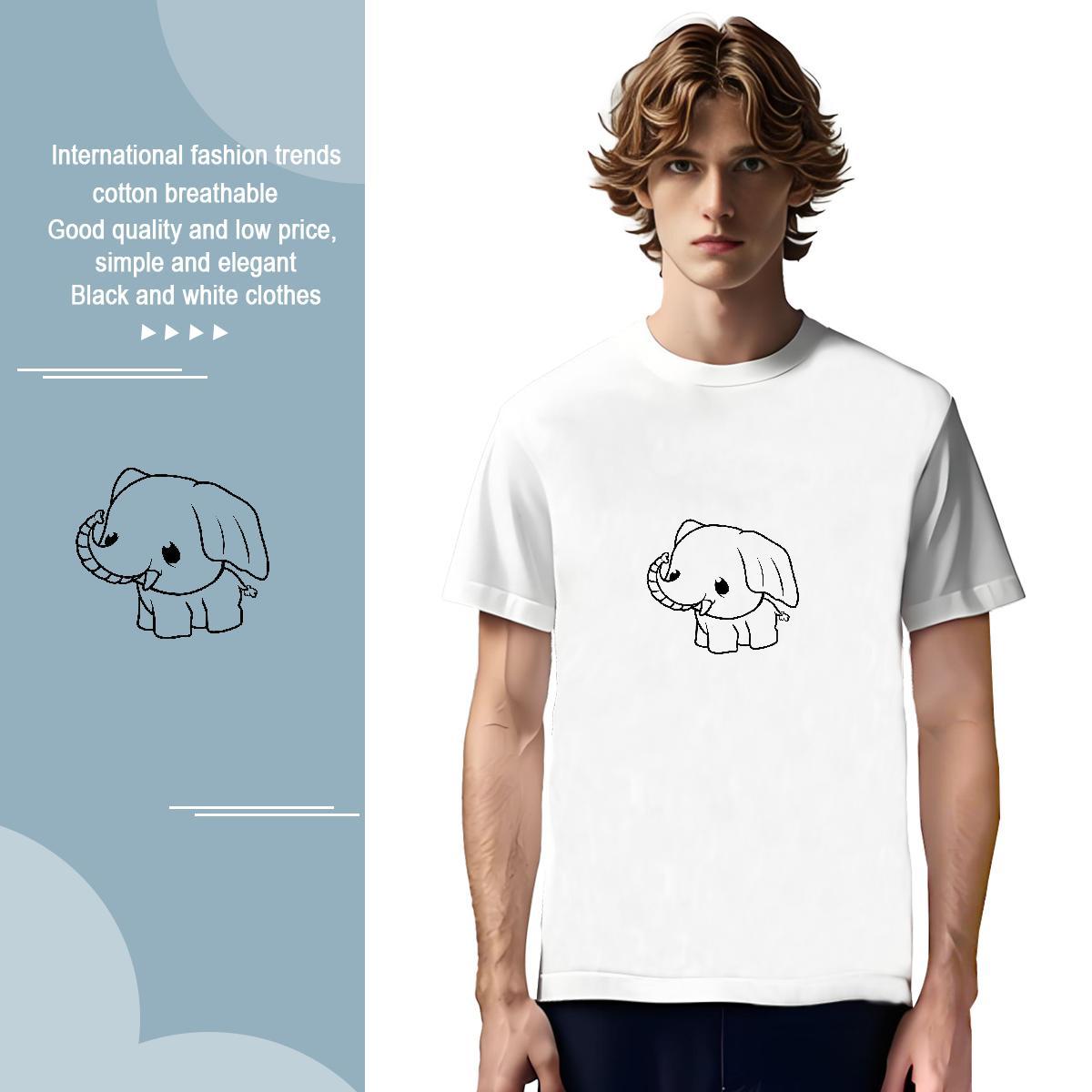 T-Shirts for Men 230g 100% Cotton Elephant Sport Breathable Soft Custom Print Plus Size Tshirts Fashion Design High Quality Polos