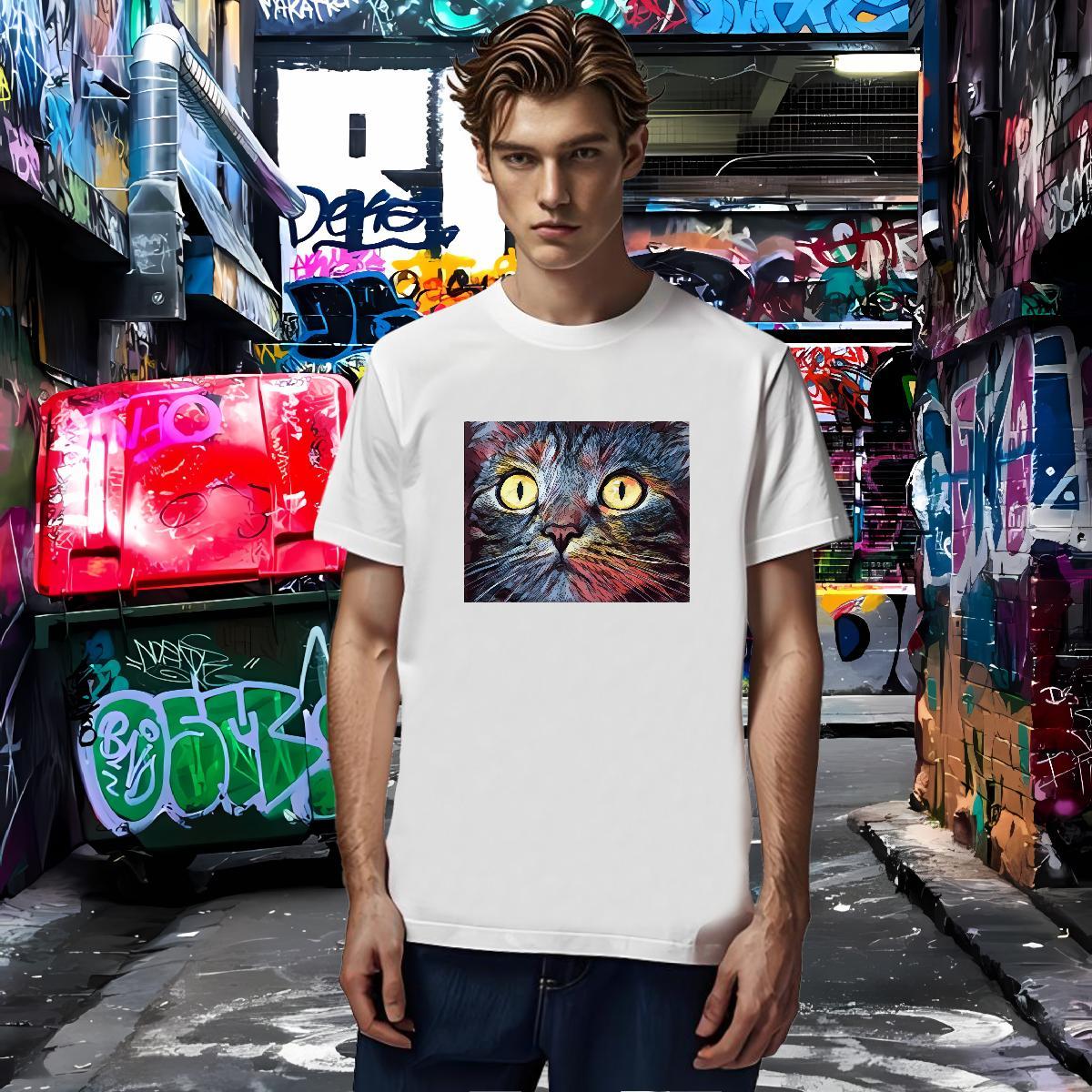 Classic Mens T Shirts 230g Cotton cat High Street Hip Hop Clothings Breathable Soft Cool Men Tops Tees Custom Printed