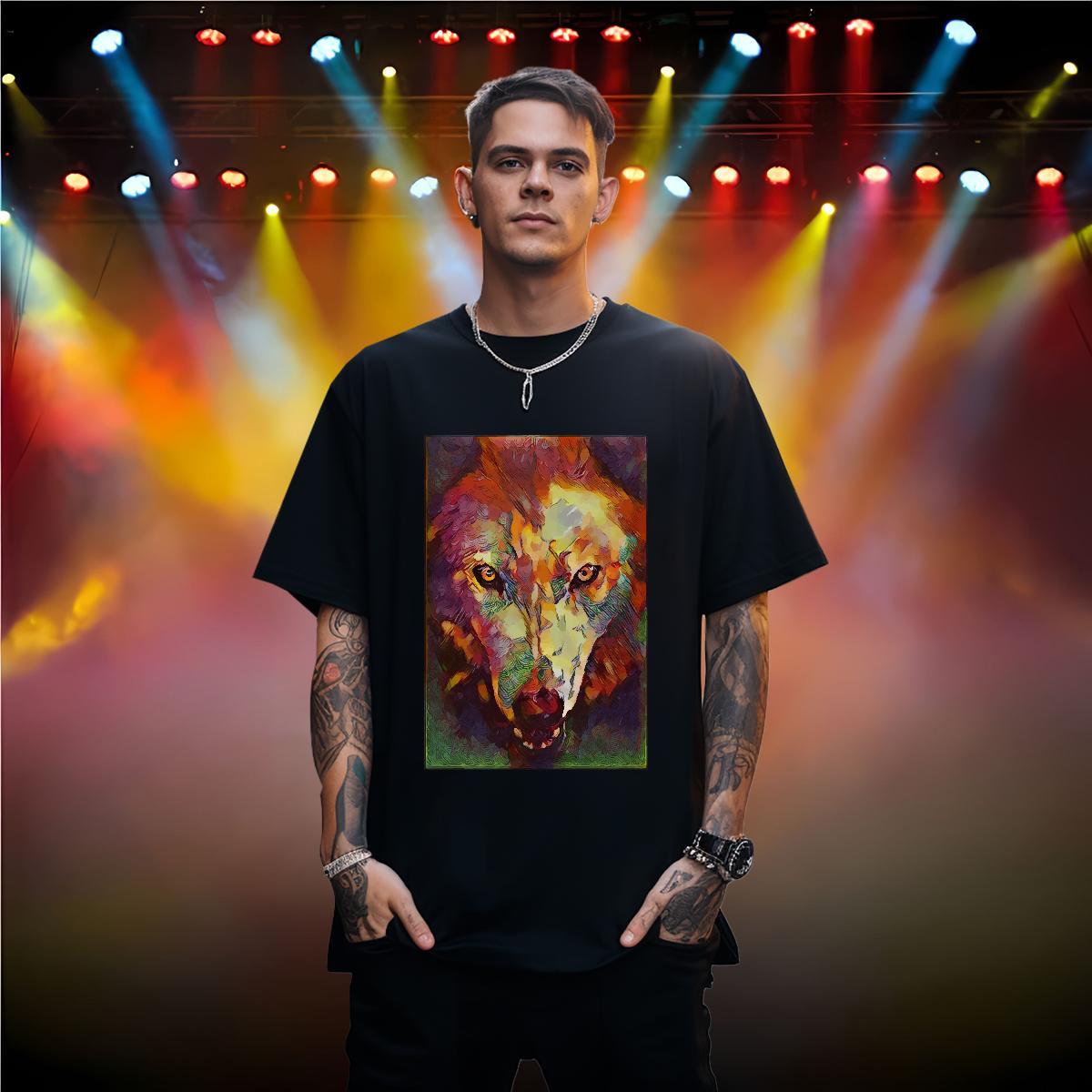 Fashion Designer T-Shirts 100% Cotton 230g wolf Street wear Hip Hop Polos Breathable Short Sleeve Wholesale Tshirt for Man Woman DIY Printed