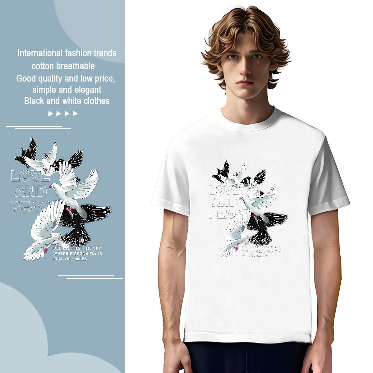 T shirt 230g Pure Cotton eagle Beach Breathable Short Sleeve DIY Printed Men Tshirts Fashion New Cool Tops