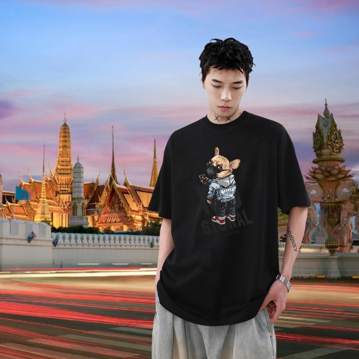 Customized T-Shirts for Men 100% Cotton 230g dog Casual Tshirts Breathable Crew Neck Designer Men Tees DIY Printed
