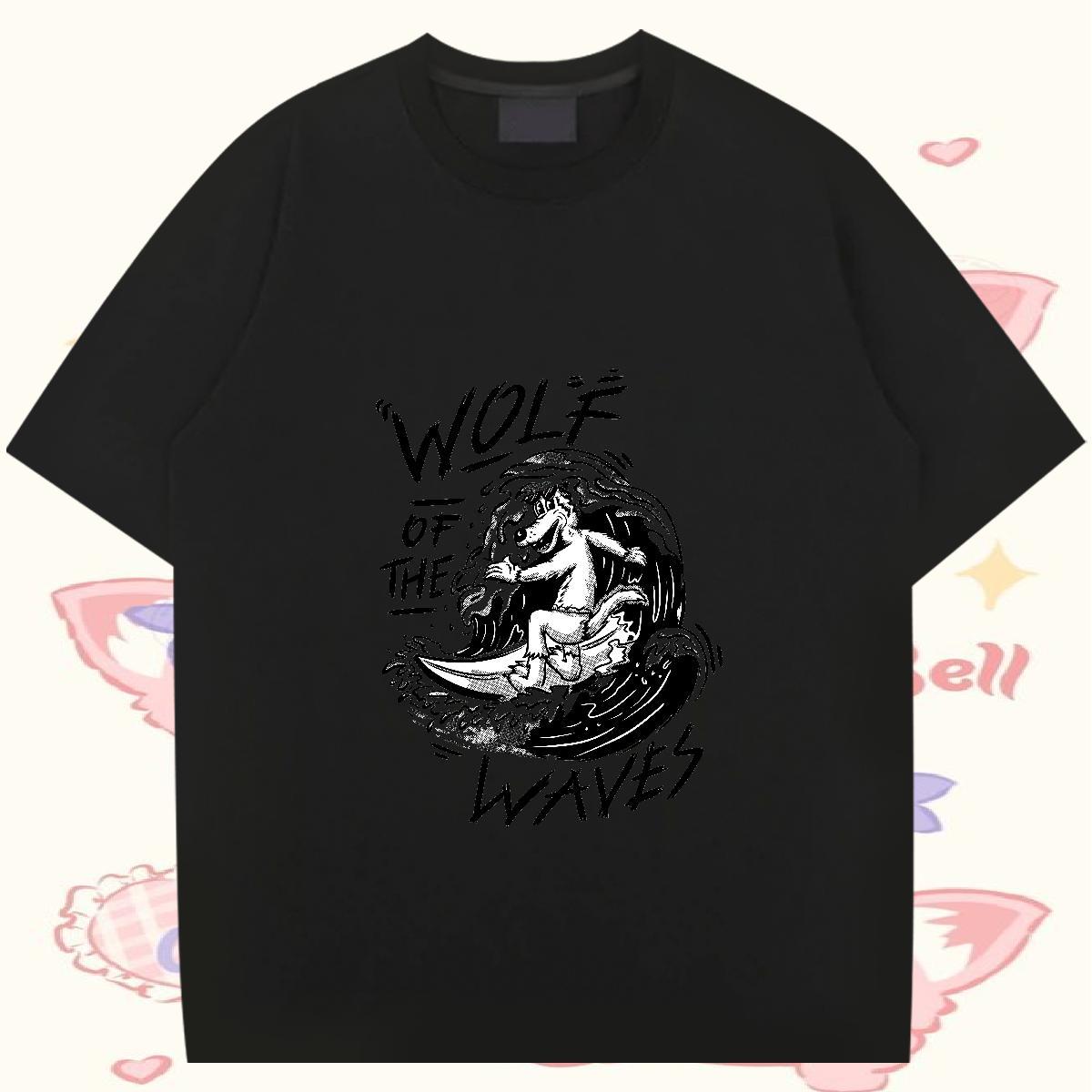 Designer Fashion Men T Shirts 230g 100% Cotton wolf Hip Hop Clothings Crew Neck Loose Fit Tshirt for Man Woman Custom Print Oversized