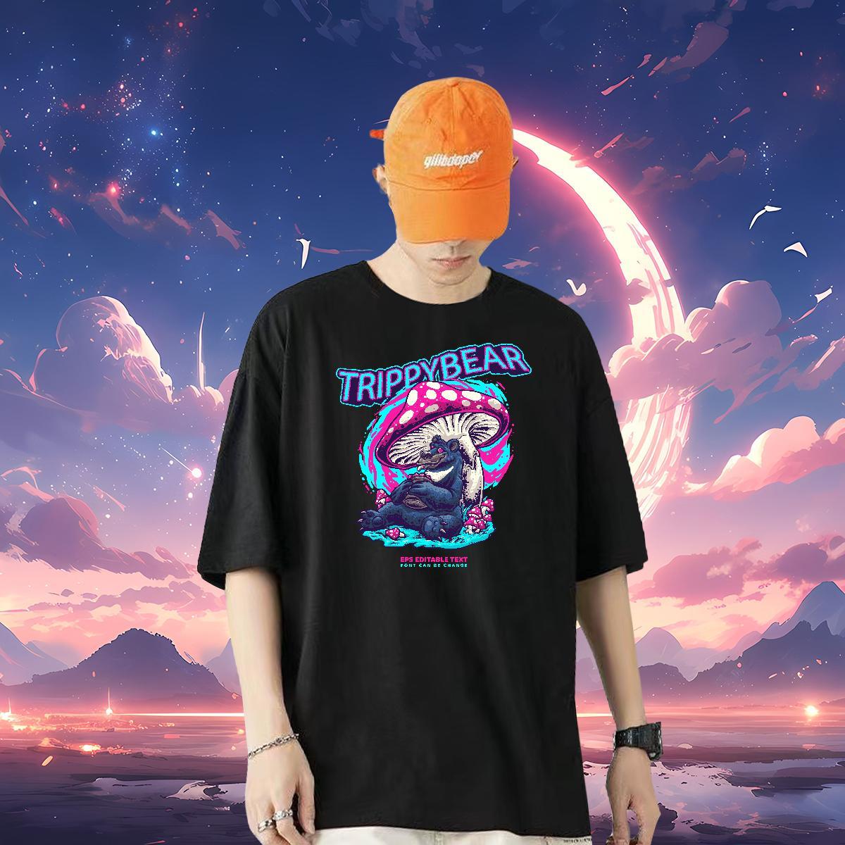 New Designer Man T Shirts 100% Cotton 230g mushroom Spring Summer Tees Breathable Crew Neck Loose Tshirts Custom Print Plus Size