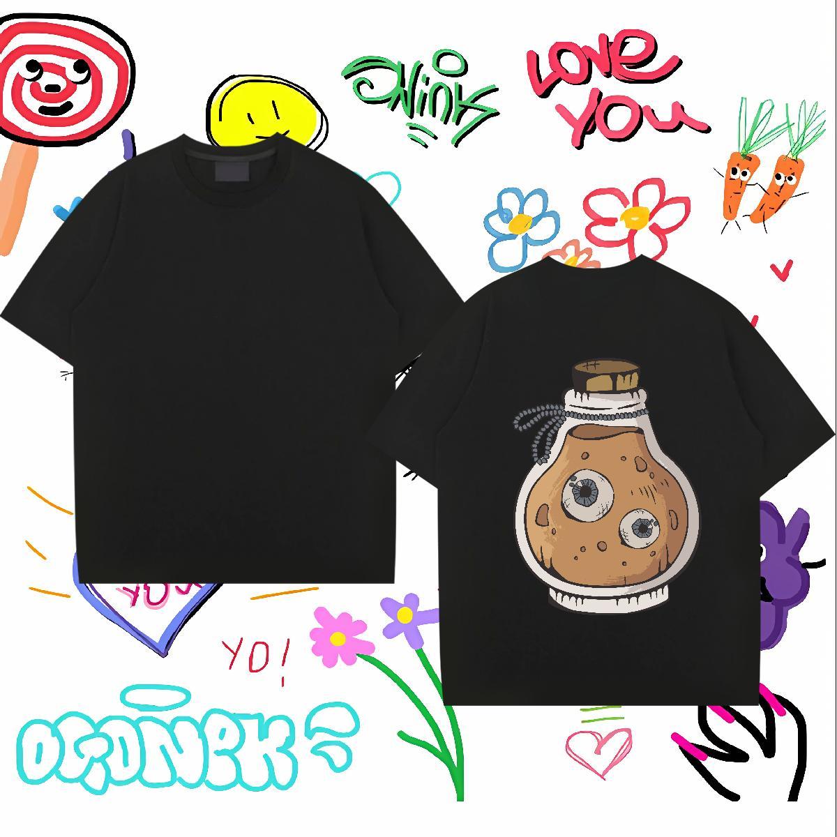 Brand T-Shirts 230g 100% Cotton monster Outdoor Top Tees O-Neck Short Sleeve Cool Men Tops Tees Custom Cartoon