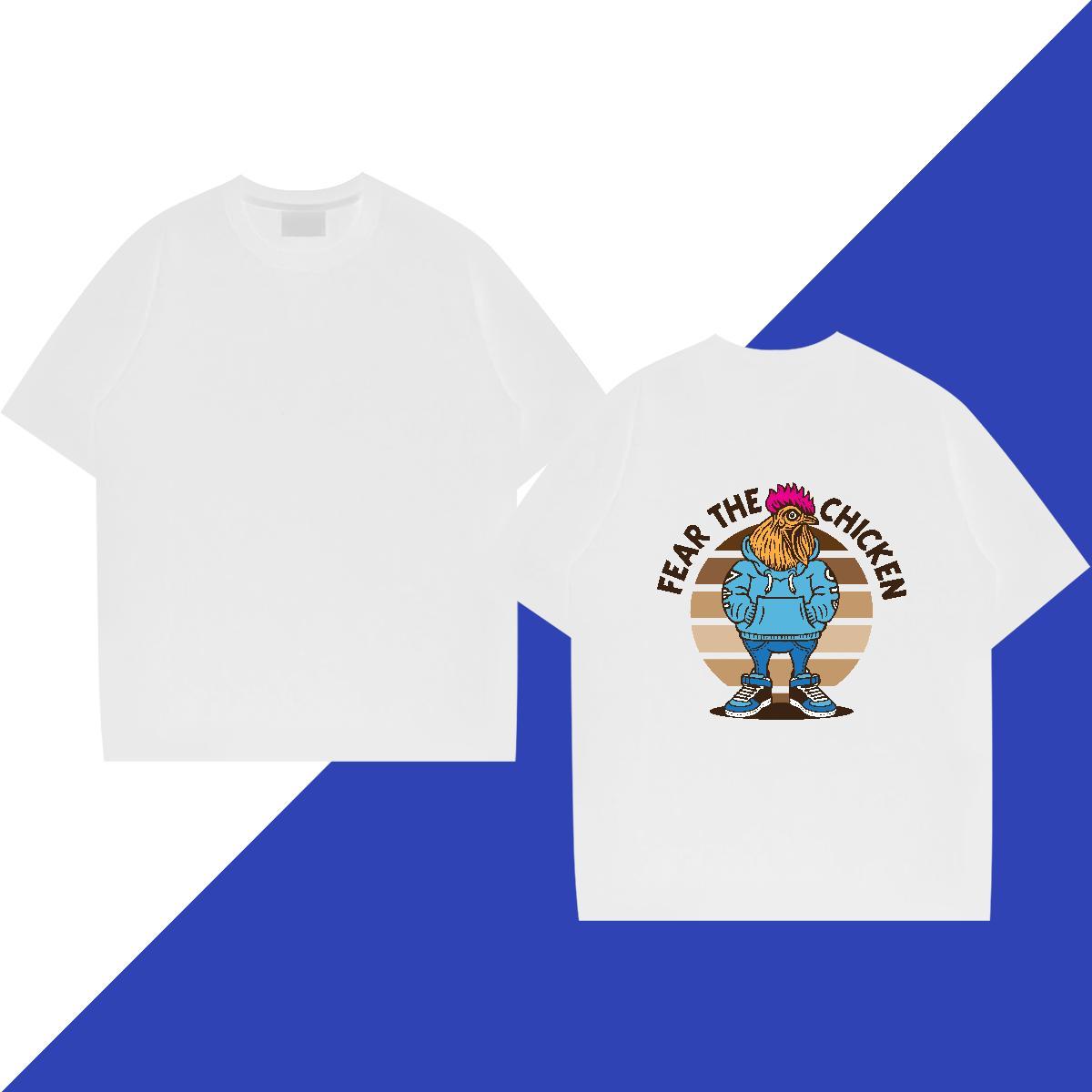 DIY T-Shirts for Men 100% Cotton 230g chicken Street Wear Clothes Short Sleeve Soft TOP Quality Mens Tshirts Anime Print