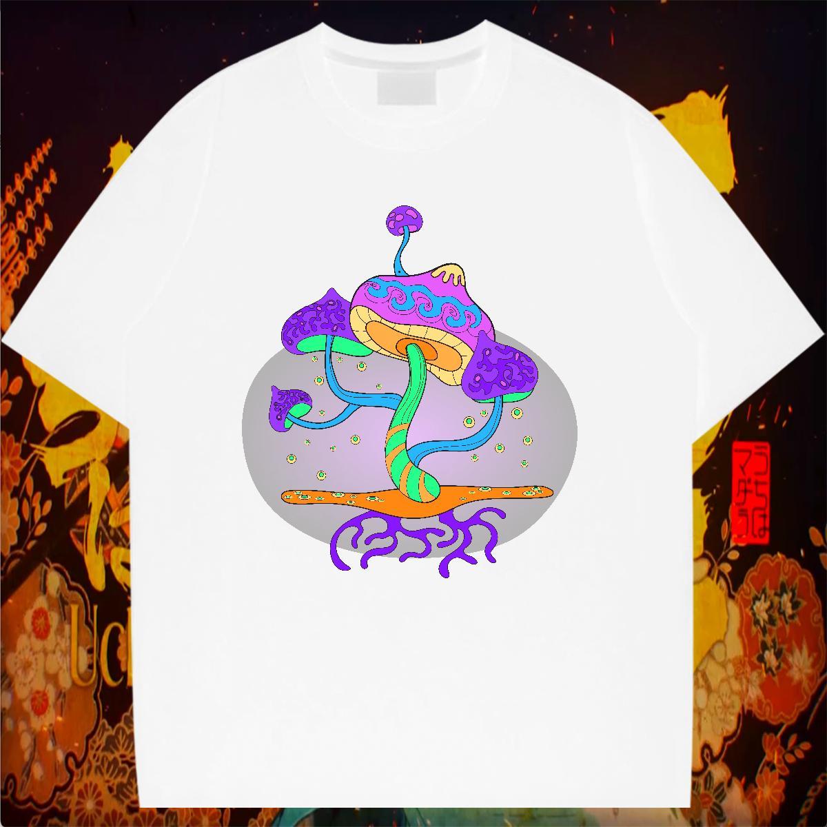 Classic T shirt 100% Cotton 230g mushroom Daily Wear Tees Short Sleeve O-Neck Loose Men Tops Tees Customized Print