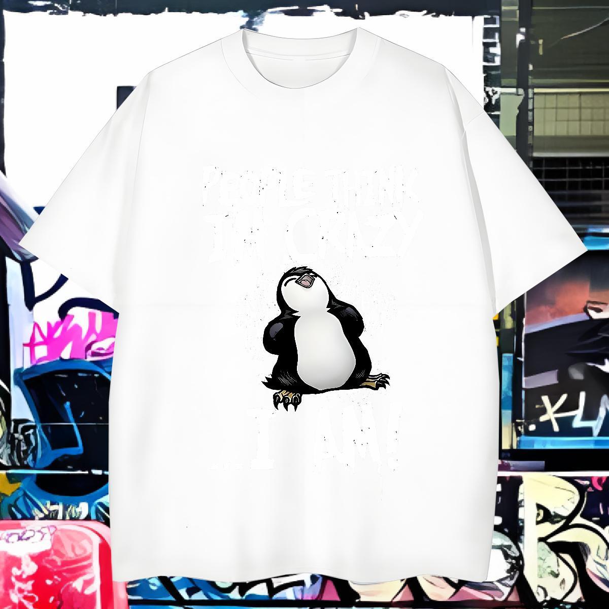 Customized T-Shirts 230g 100% Cotton penguin Casual Beach Tops Tees Breathable Short Sleeve Cool Men Tshirts Cartoon Print