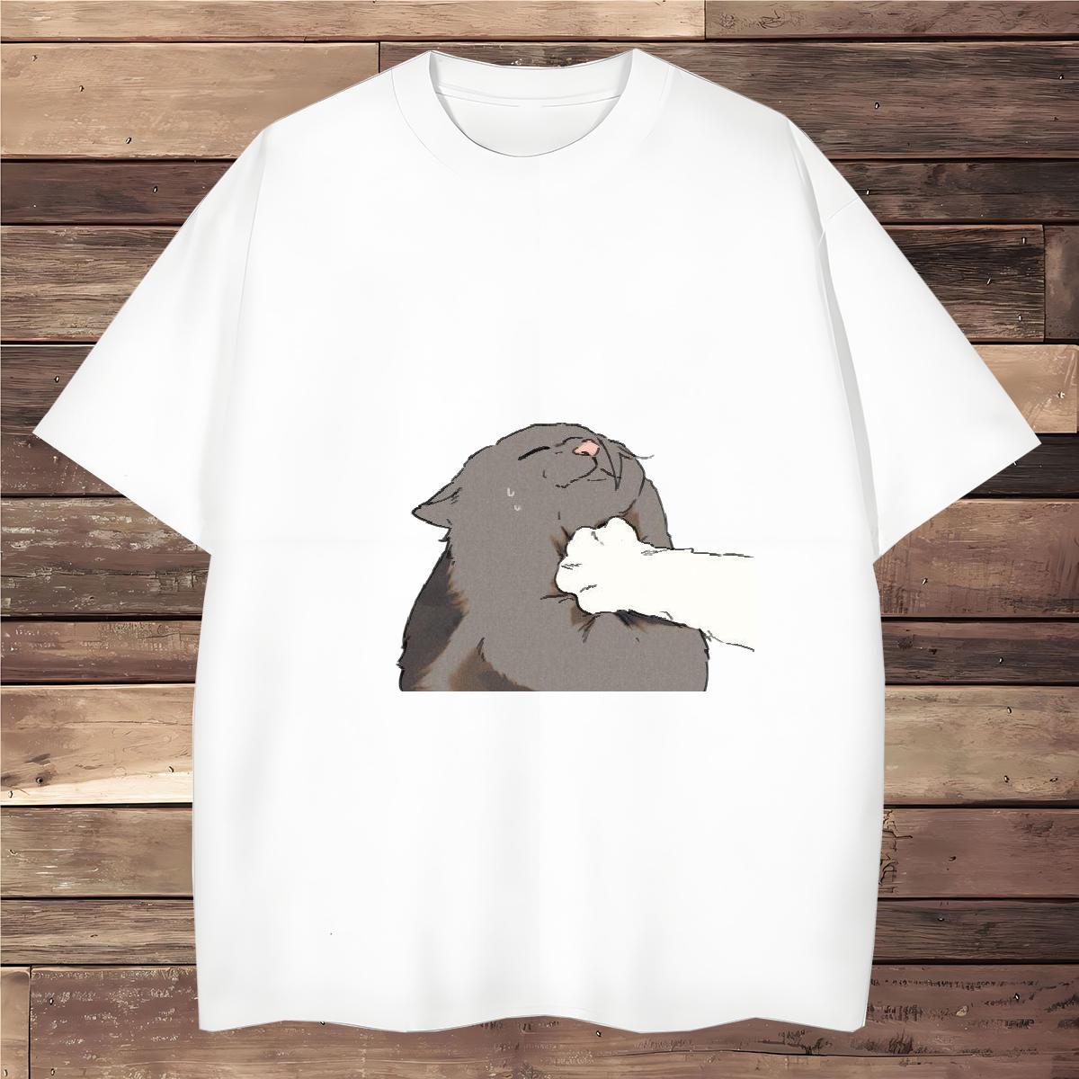 Mens T Shirts 230g 100% Cotton cat Street Wear Breathable Crew Neck DIY Printed Men Tees 2024 Summer Cool Design Tops