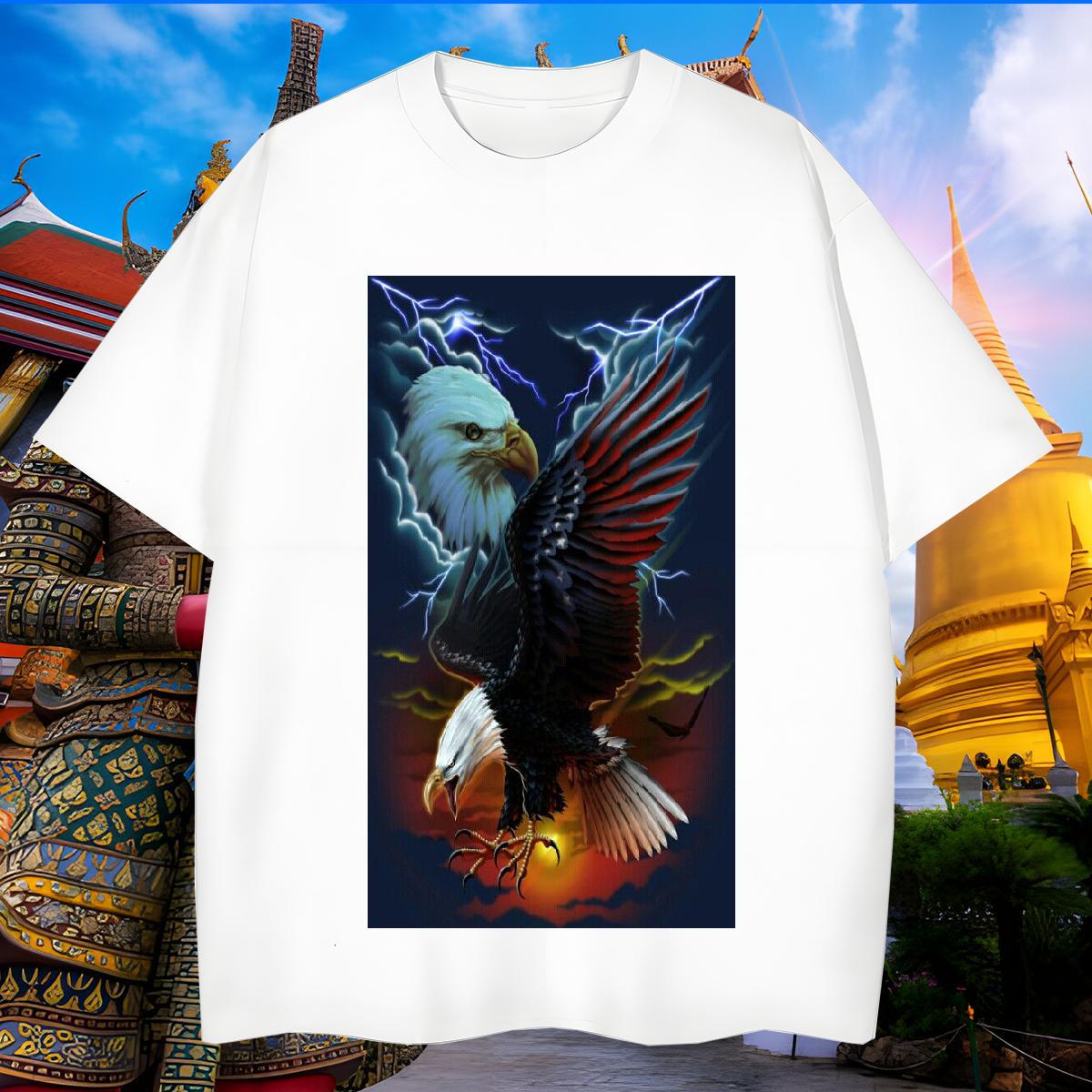 Loose Fit Men Tops Tees 100% Cotton 230g eagle T-Shirts for Men Daily Wear Breathable Soft DIY Logo Oversized 2024 Summer Clothings