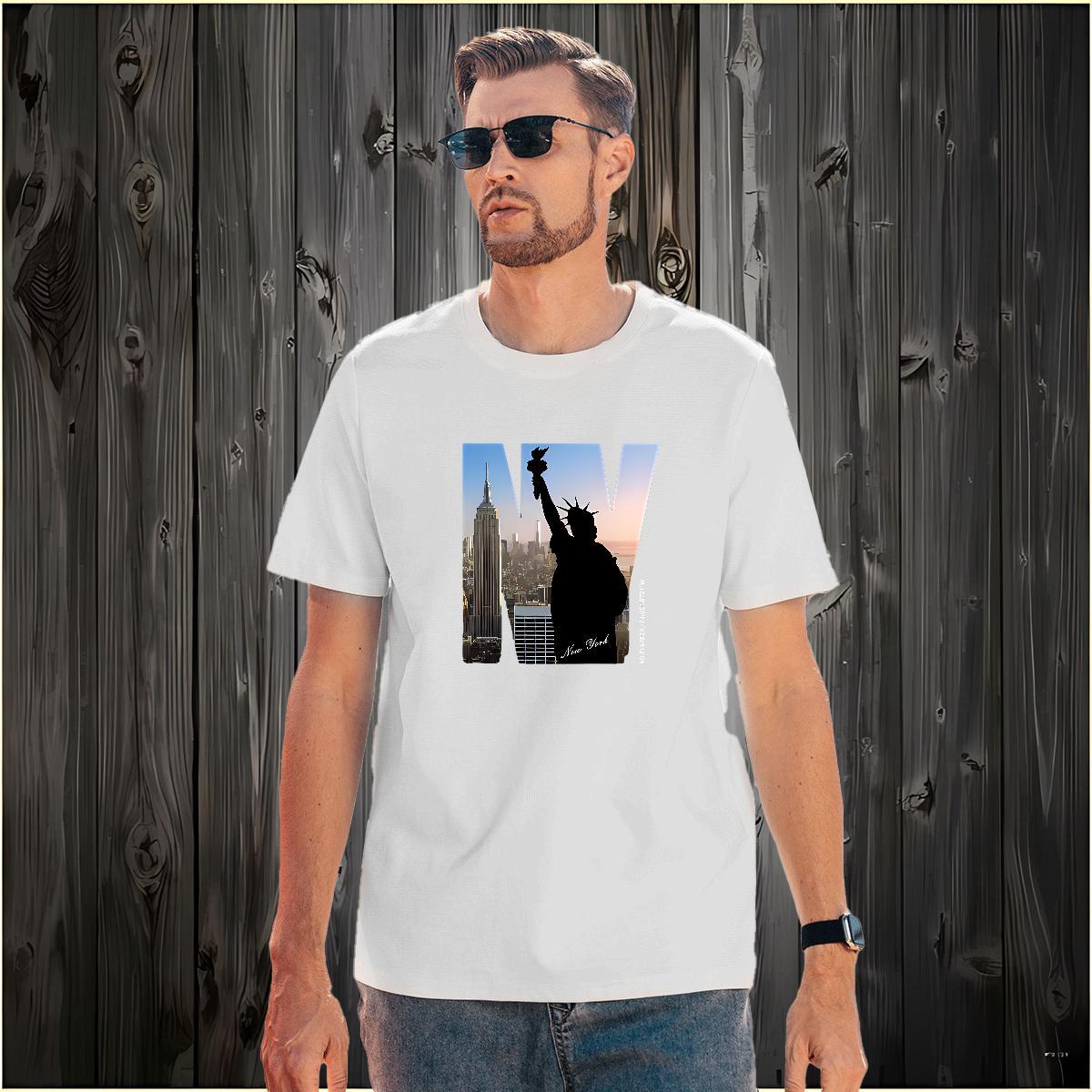 T-Shirts for Men 230g Cotton the Statue of Liberty Casual Beach Breathable Crew Neck Asian Size Men Clothes T-Shirt 2024 New High Quality Tees