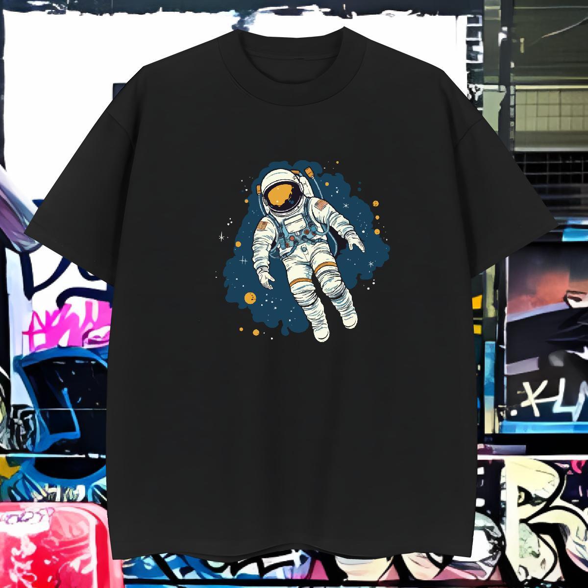 T Shirts Men 230g Cotton universe Street Casual Crew Neck DIY Printed Men Tees Free Shipping Loose Fit Tops