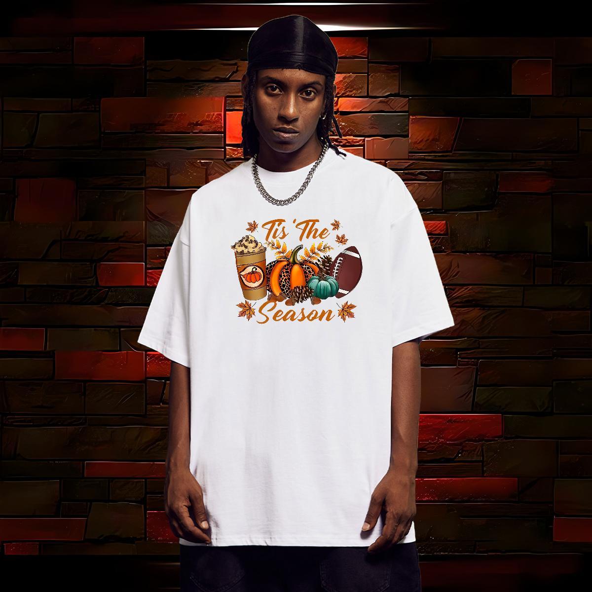 Men T Shirts 230g Pure Cotton pumpkin Summer Casual Breathable Short Sleeve Cartoon Printing L-4XL Men Clothes T-Shirt Fashion Design Popular Tee Shir