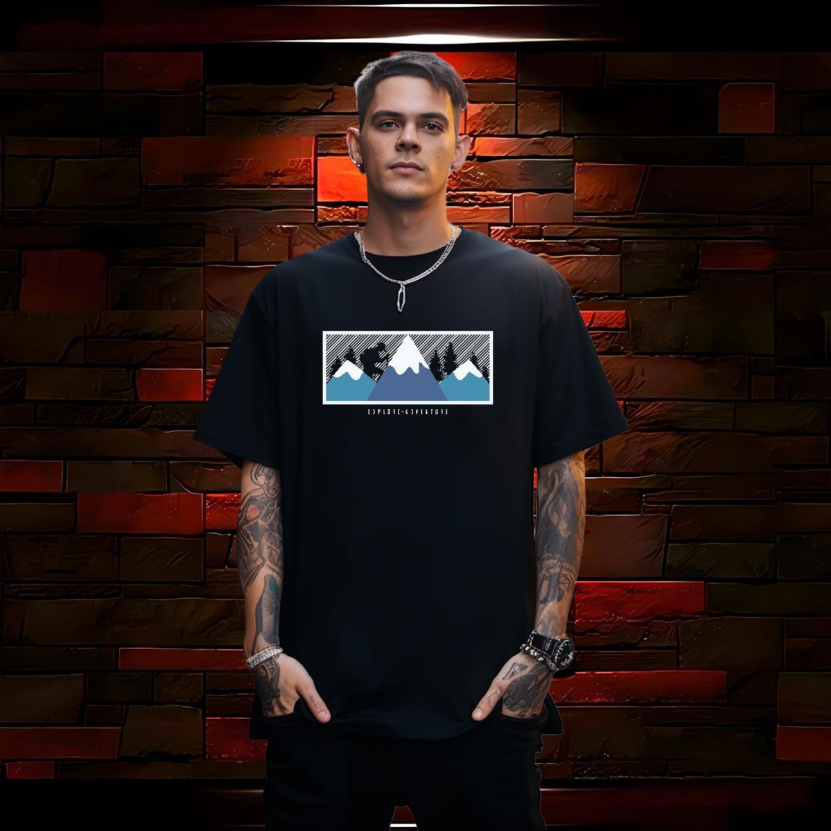 Wholesale Man T Shirts mountains Tops Tees 230g Cotton High Street Hip Hop Unisex Skull Pure Cotton Tshirts