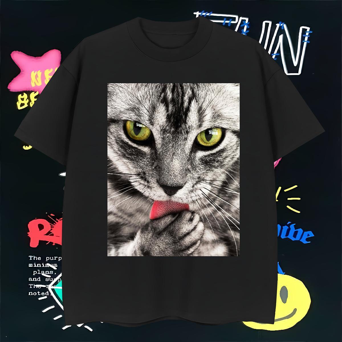 Mens T Shirts 230g 100% Cotton cat Street Short Sleeve O-Neck Custom Printed Men Clothes T-Shirt Factory Direct Cool Tee Shirt