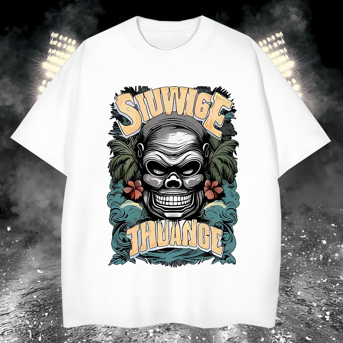 T shirt 230g 100% Cotton chimpanzee Sports Casual O Neck Short Sleeves Cartoon Printing L-4XL Mens Tshirts New Unisex Clothings