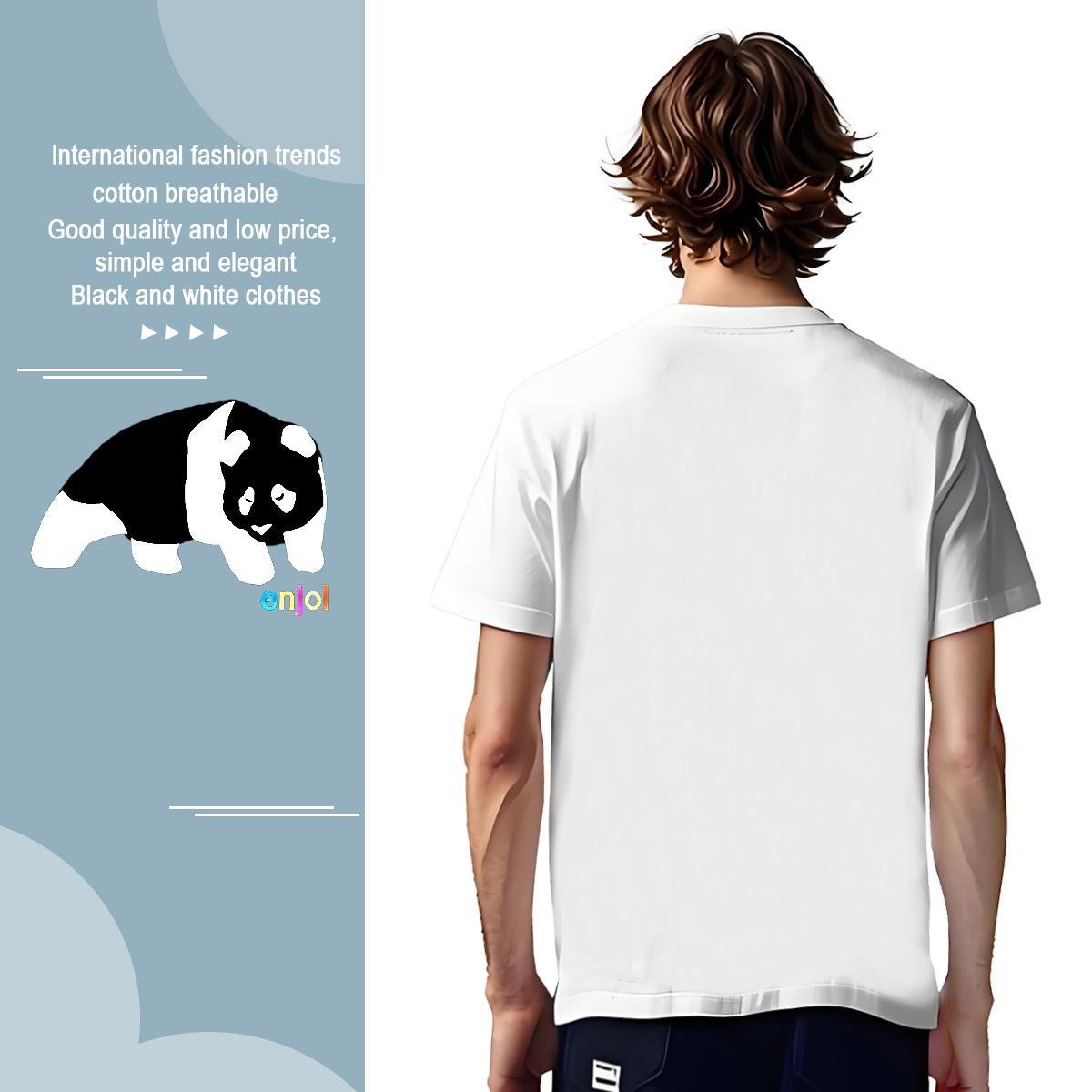 T Shirts Men 100% Cotton 230g cat Hip Hop Breathable Crew Neck Cartoon Print Mens Tshirts Fashion Design Loose Fit Clothes