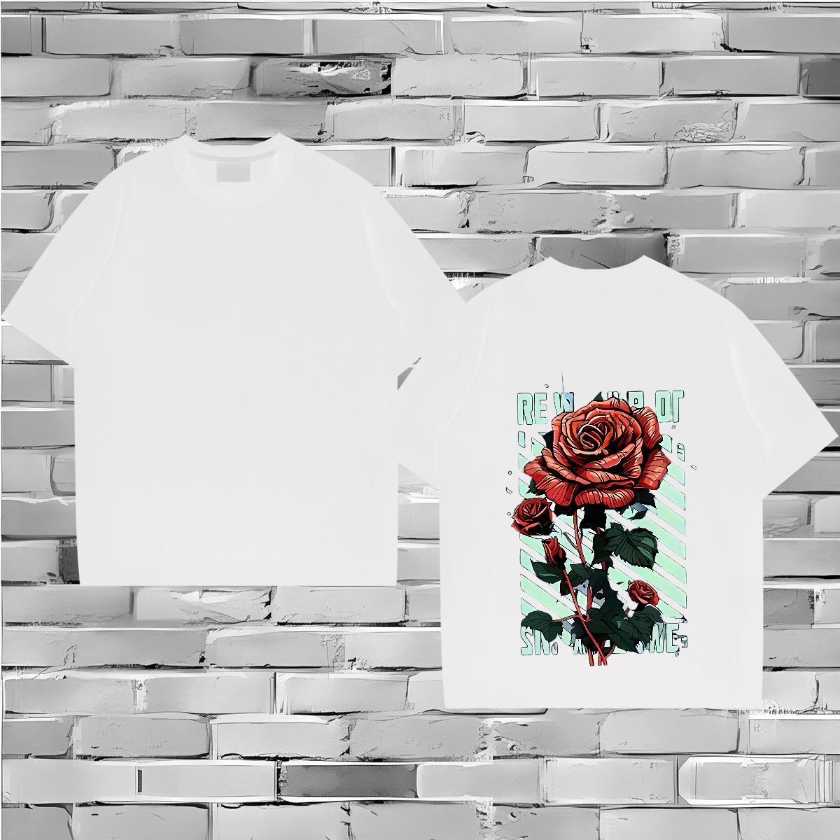 Fashion Design Man T Shirts 230g 100% Cotton flower Street Tshirts Crew Neck Wholesale Mens Tshirts DIY Printed