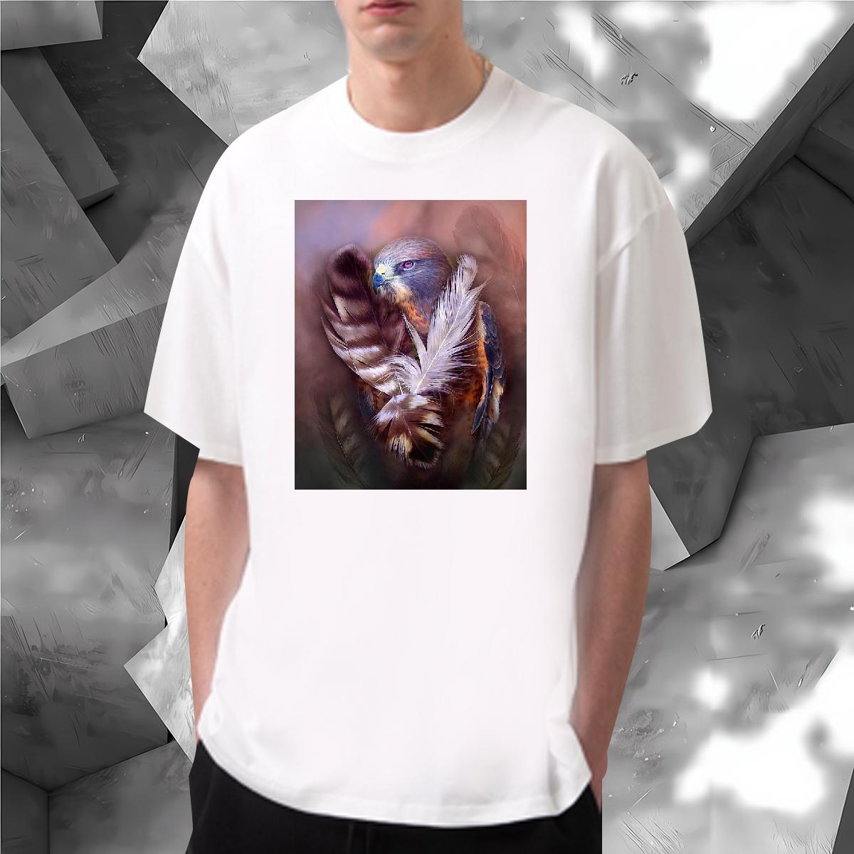 Custom Men T Shirts 100% Cotton 230g eagle Spring Summer Clothes O Neck Short Sleeves Free Shipping Couples T Shirts DIY Anime