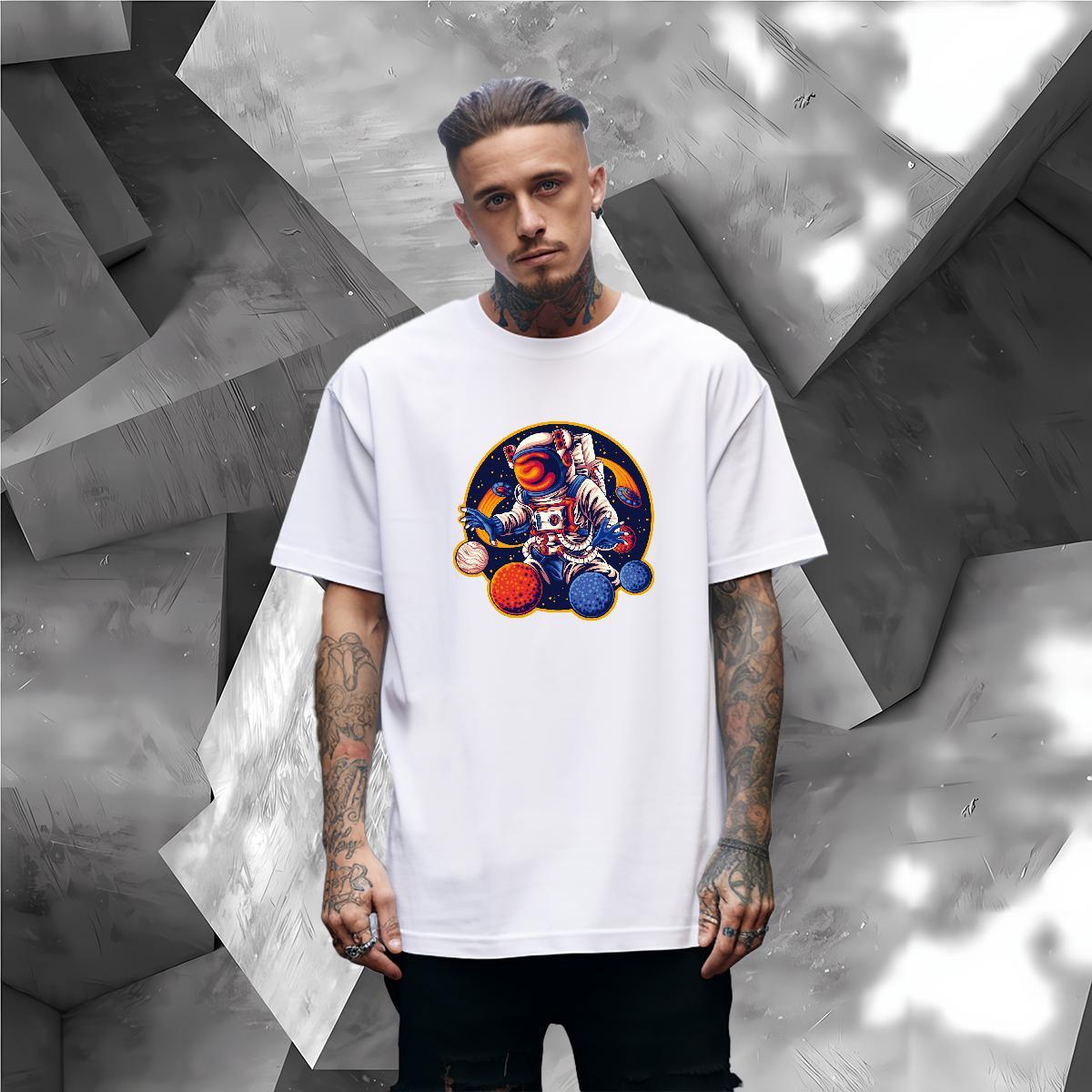 T-Shirts for Men 100% Cotton 230g universe Hip Hop Street Pure Cotton Black Oversized Men Clothes T-Shirt Fashion New Popular Tops Shirt