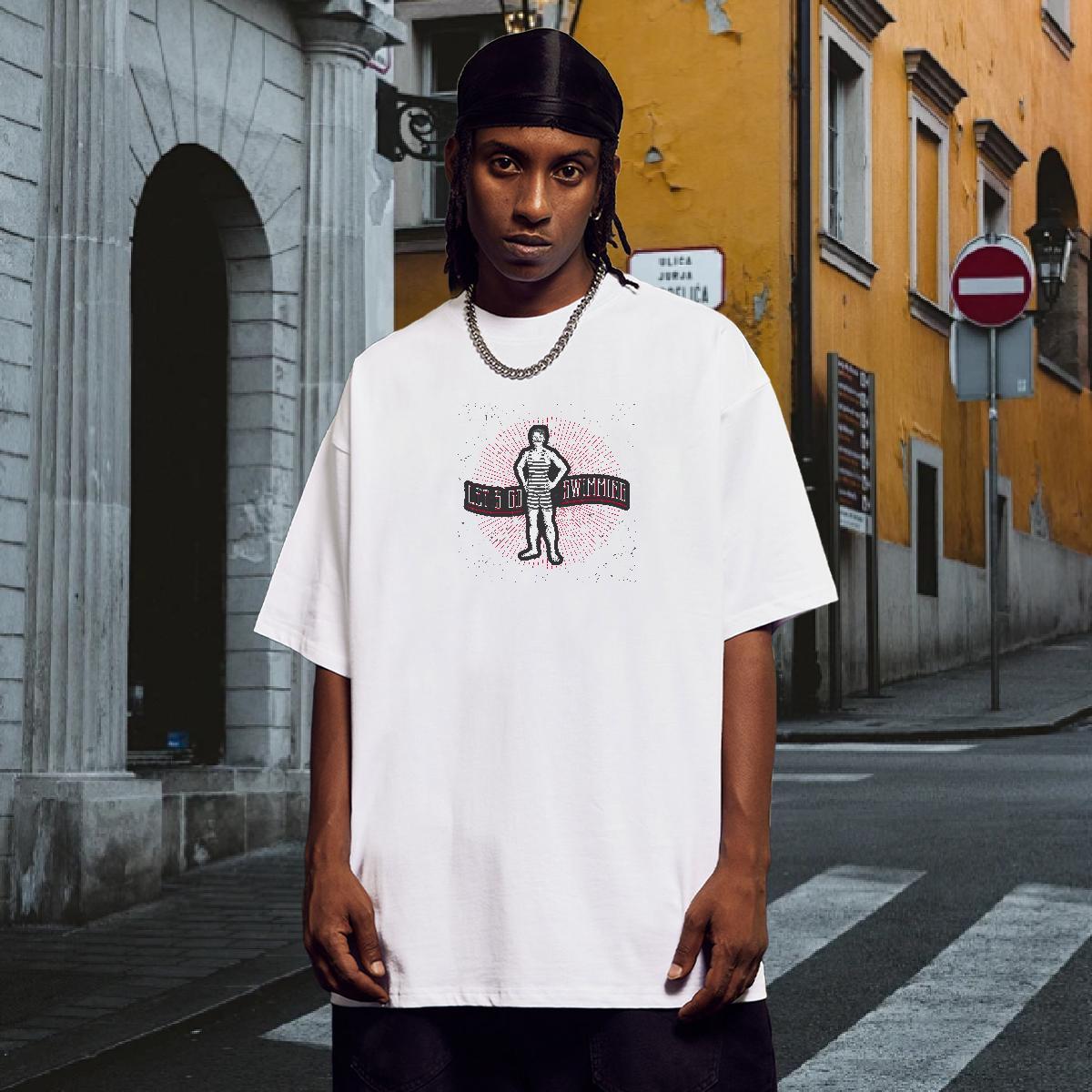 T Shirt For Man 230g Cotton person Beach Breathable Cartoon Printing L-4XL Men Tees New Arrival Popular Clothings