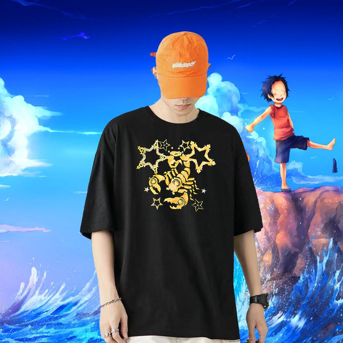 Fashion Mens T Shirts 230g 100% Cotton scorpion Outdoor Tops Crew Neck Breathable Loose Men Tees Plus Size Custom