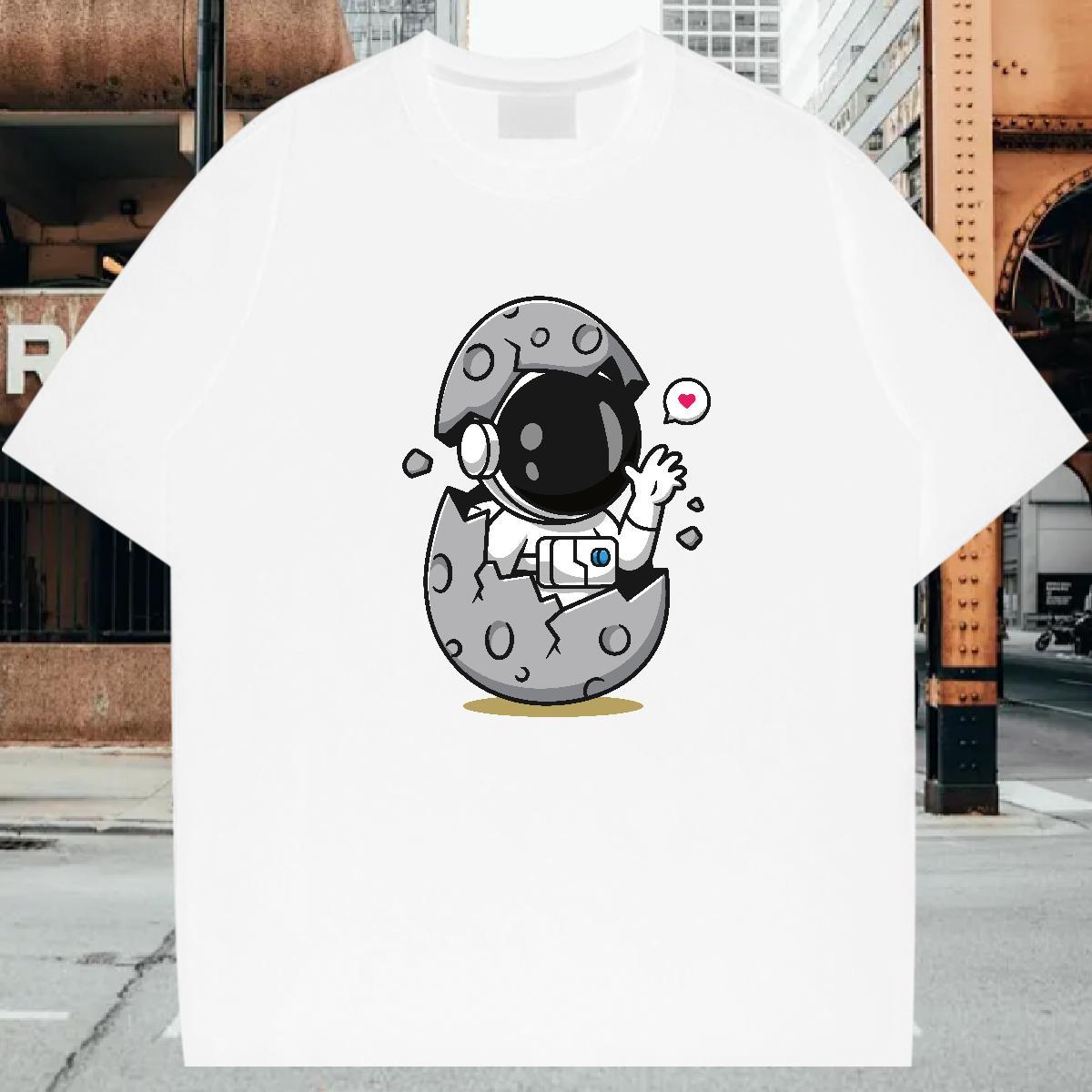Man T Shirts 230g Cotton cosmonaut Casual Beach Crew Neck Breathable Oversized 3XL 4XL Mens Tshirts Brand High Quality Tops