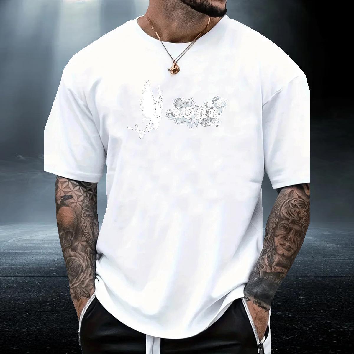 Designer T Shirts Men 230g Cotton Butterfly Sports Casual Tops Round Neck Short Sleeve Loose Men Tshirts Plus Size Custom