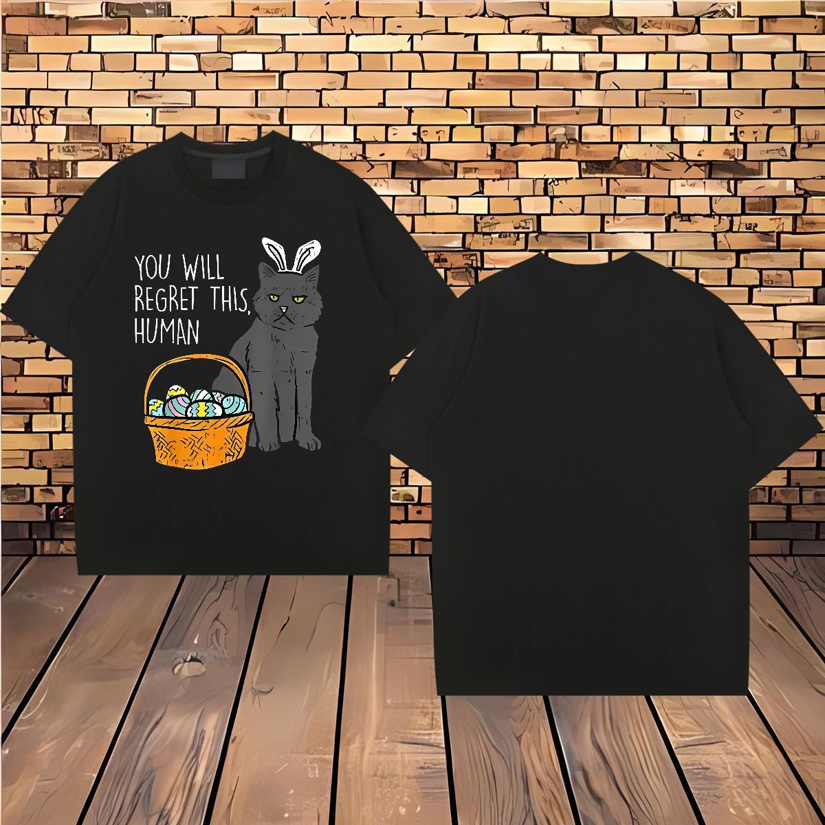 Fashion Casual T shirt 230g Cotton cat Outdoor Clothings Pure Cotton Loose Mens Tshirts Custom Print Plus Size