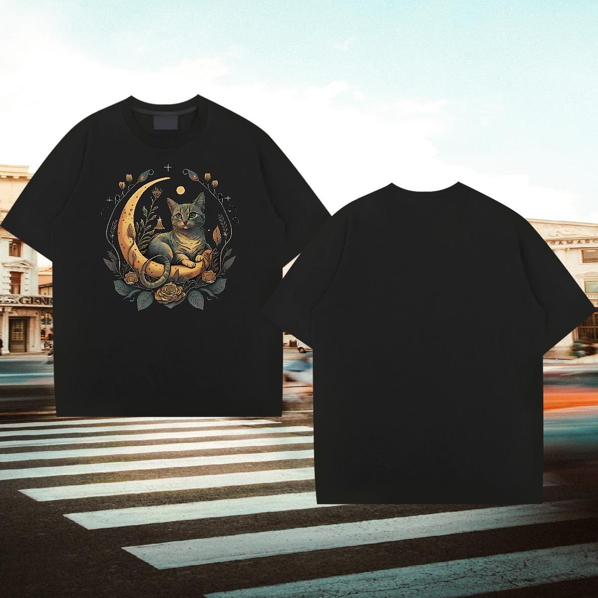 Stylist Men T Shirts 230g 100% Cotton cat Spring Summer Tops Breathable Crew Neck Unisex Tshirts Customized Print