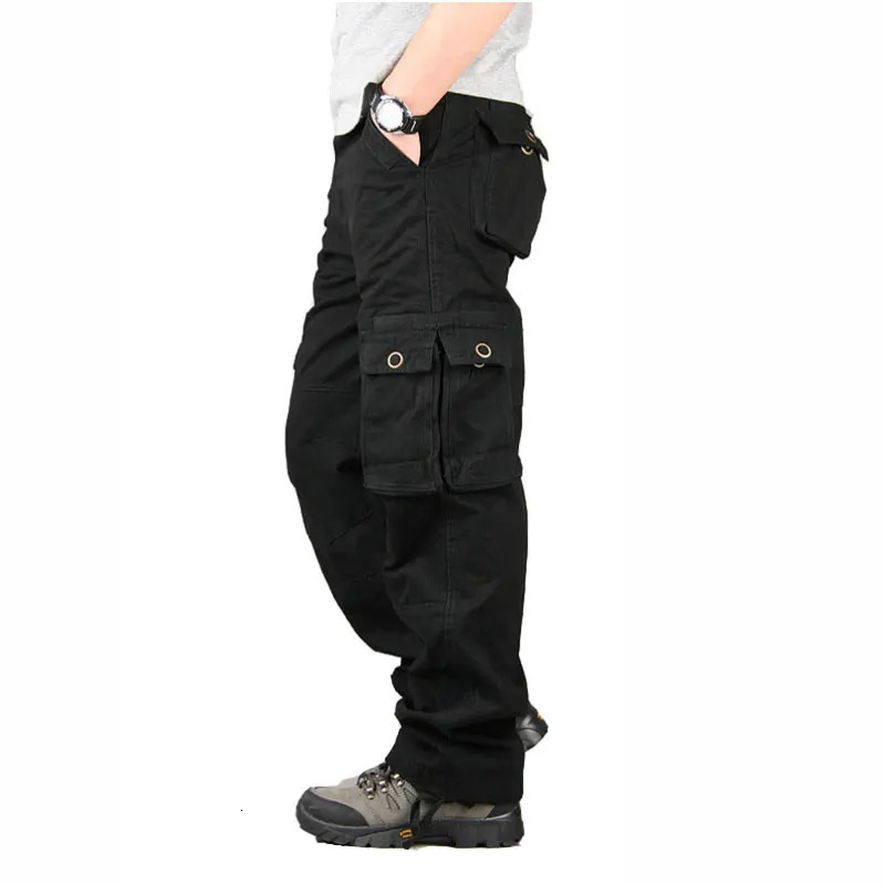 Spring Autumn Cargo Pants Men Multi Pocket Straight Mens Military Trousers Casual Baggy Big Size Tactical 240806