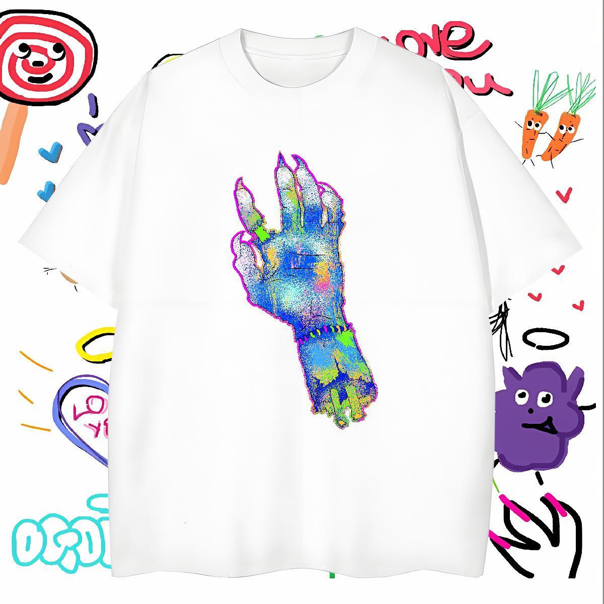 T-Shirts 230g Pure Cotton hands Hip Hop Short Sleeve O-Neck Customized Tshirts Casual New Classic Tops Tees