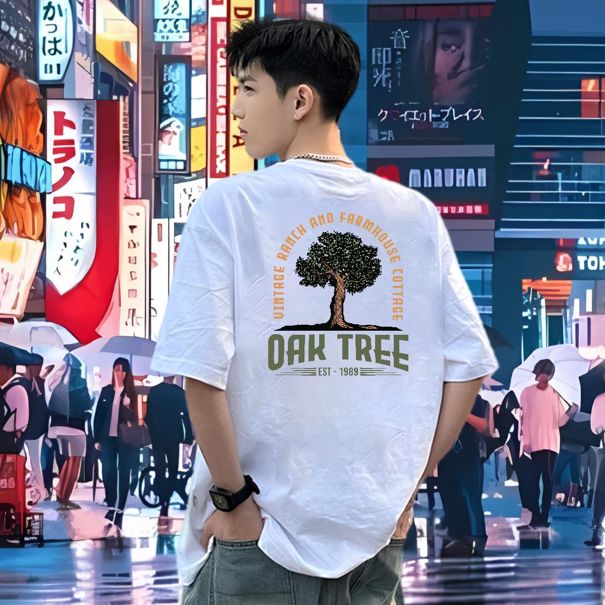 Wholesale Men T Shirts 230g Cotton tree Spring Summer Top Tees Breathable Crew Neck Cool Design Tshirts Custom Printed