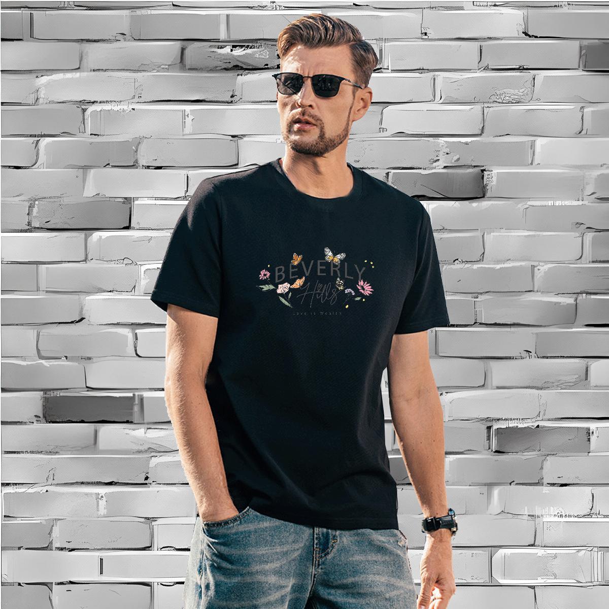 Man T Shirts 230g Cotton Butterfly Hip Hop Street O-Neck Short Sleeve Oversized 3XL 4XL Men Clothes T-Shirt Custom Cool Tshirts