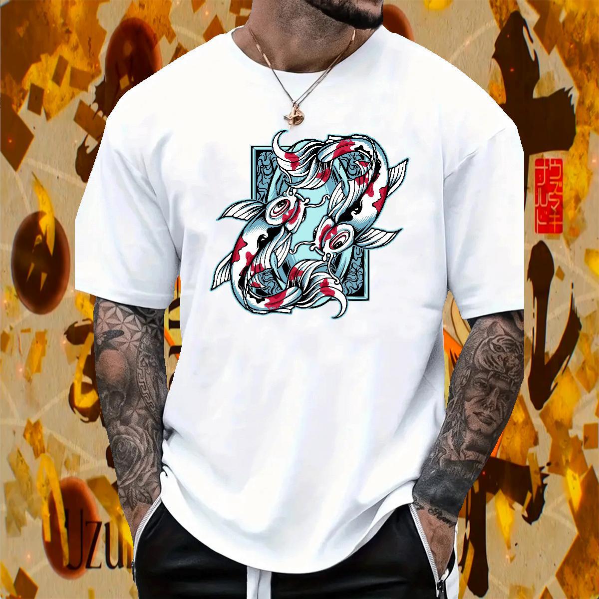 Popular Tshirts 100% Cotton 230g sick fish Mens T Shirts Outdoor Pure Cotton Custom Cartoon Casual New Tees