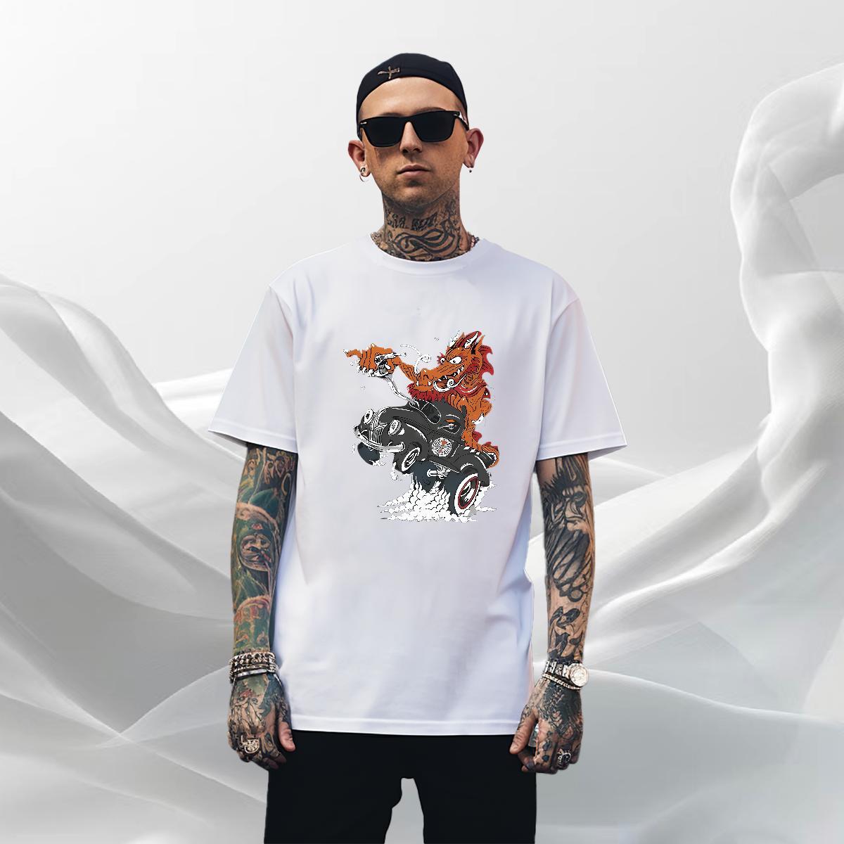 Wholesale Men Tshirts 230g Pure Cotton Hip Hop Street Custom Cartoon O Neck Short Sleeves Classic Men T Shirts Wear