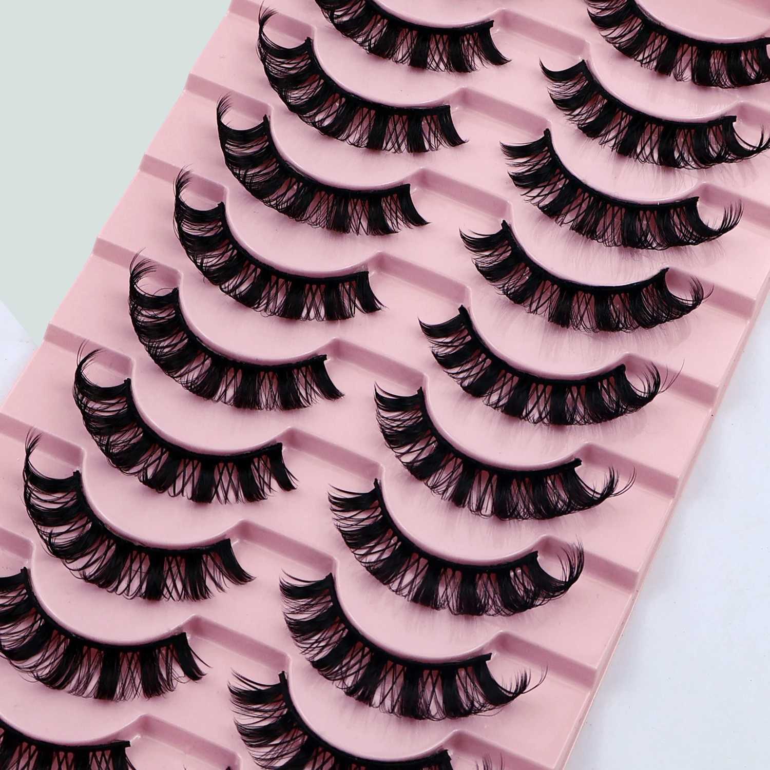 10 pairs of fluffy false eyelashes natural volume eyelashes plush and plump a must-have for perfect makeup W240803
