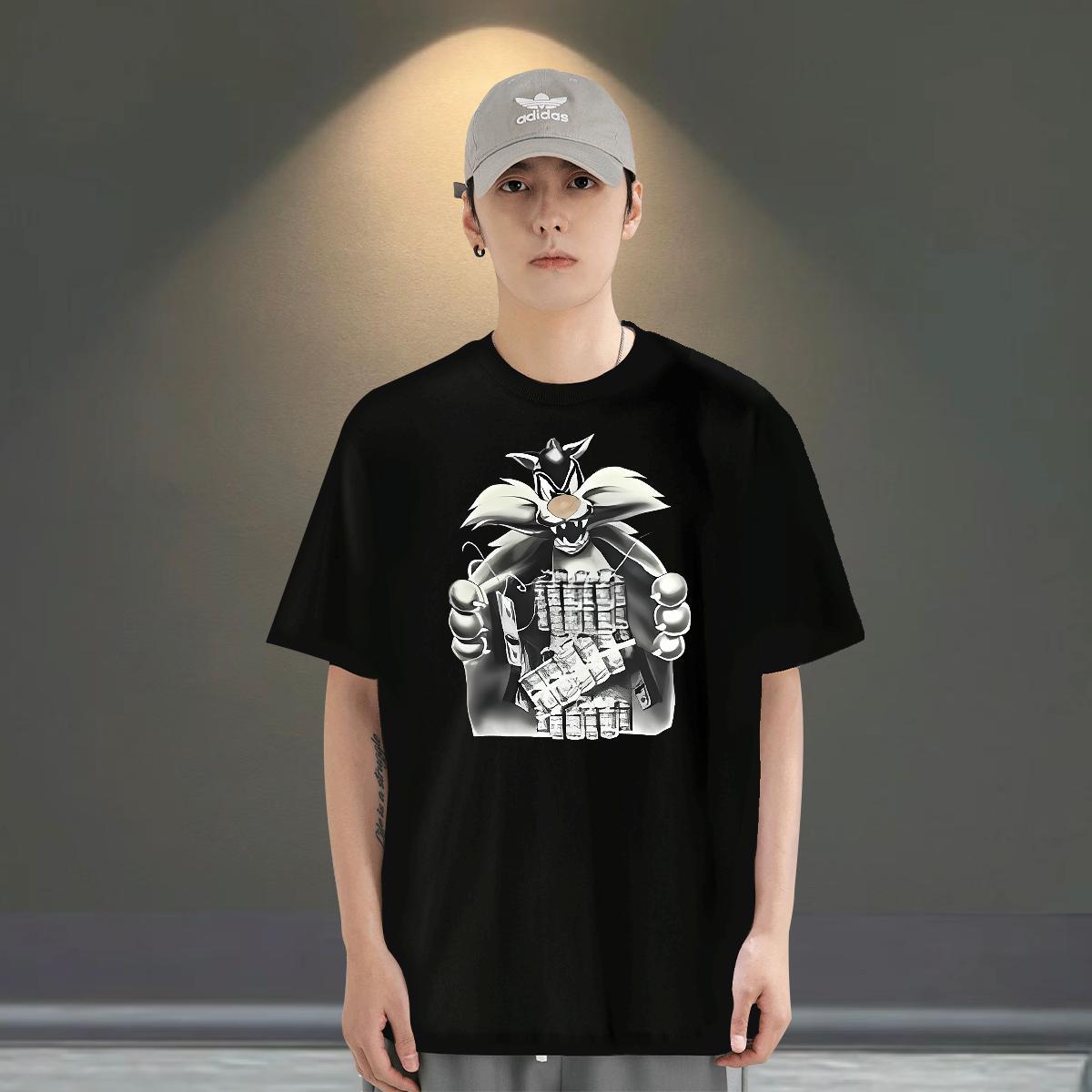 Designer Men Tshirts 230g 100% Cotton Street cat Customized Pure Cotton Classic Mens T Shirts Tops Tees