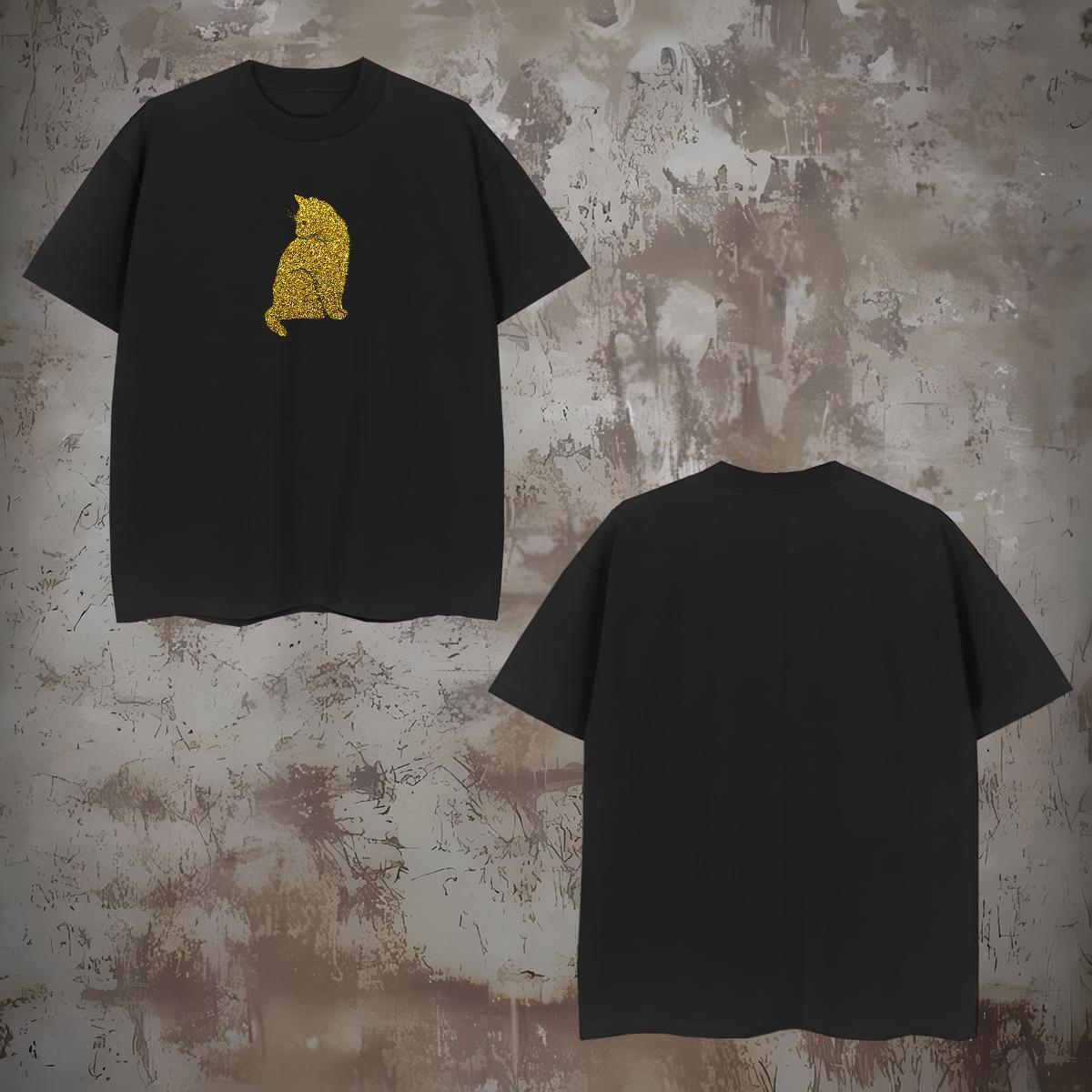 Custom T Shirts Men 100% Cotton 230g cat Street Clothings Crew Neck Breathable Loose Men Clothes T-Shirt Custom Anime