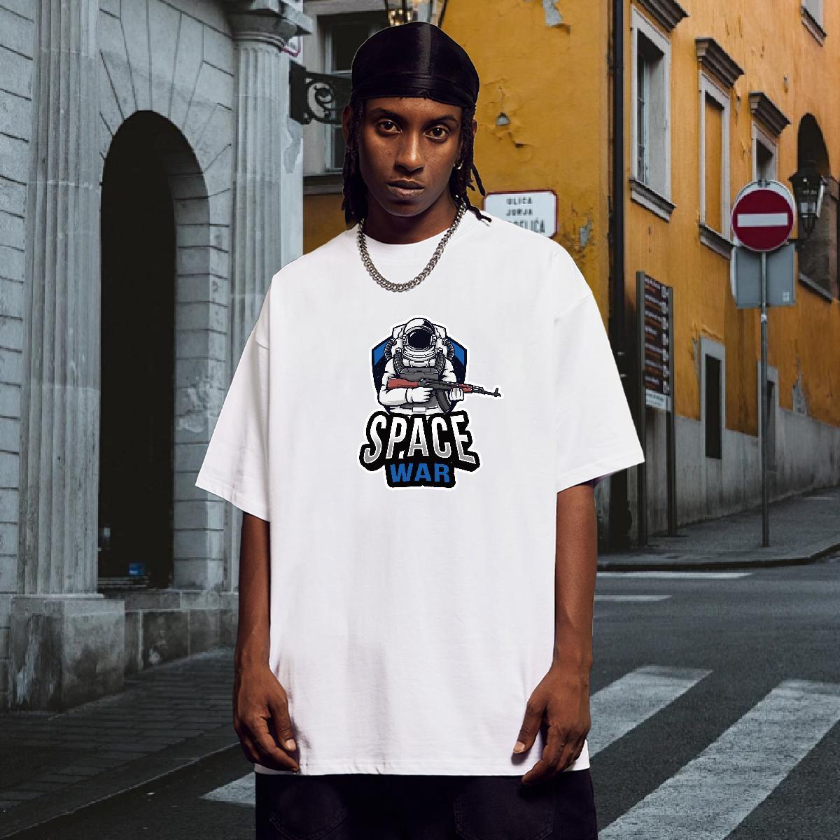 T Shirt For Man 230g Cotton universe High Street Hip Hop O Neck Short Sleeves Customized Men Clothes T-Shirt Brand Comfortable Tee Shirt