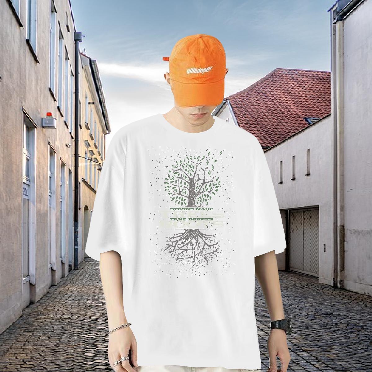 Custom Mens T Shirts 230g Cotton tree Daily Outfit Wear Crew Neck Loose Men Tees DIY Printed